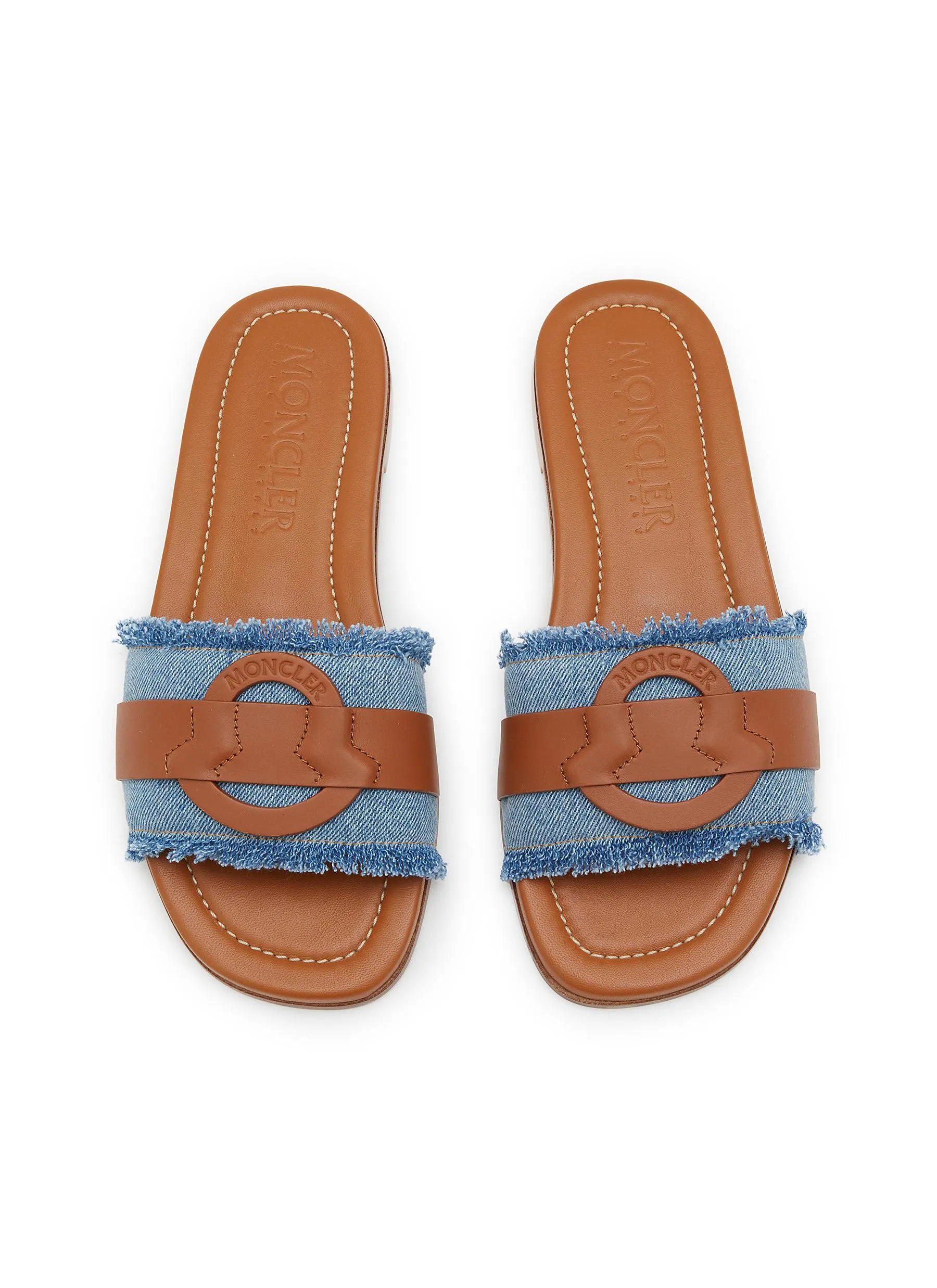 -----------MONCLER  ---- ------------ ----Bell Denim Leather Slides --