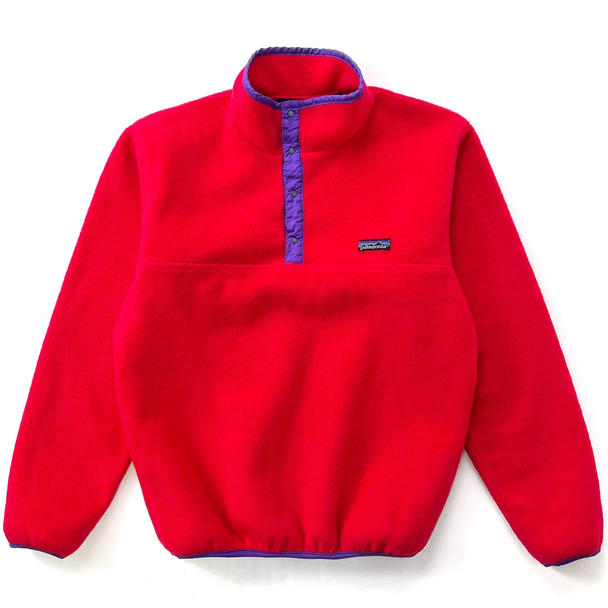 1985 Patagonia First Edition Synchilla Snap T-Neck, Red & Purple (M)