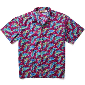 1992 Patagonia Mens A/C Cotton Print Shirt, Fish: Red (L)