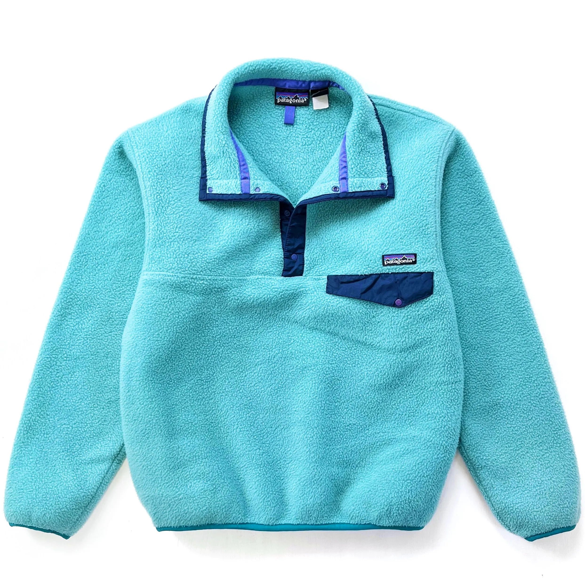 1993 Patagonia Synchilla Snap-T, Sea Green & Ink Blue (S)