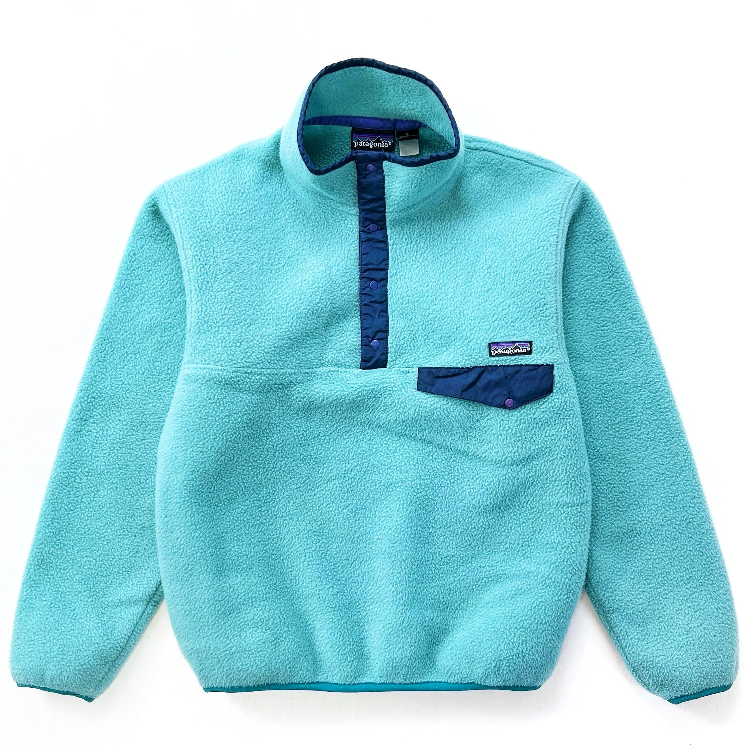 1993 Patagonia Synchilla Snap-T, Sea Green & Ink Blue (S)