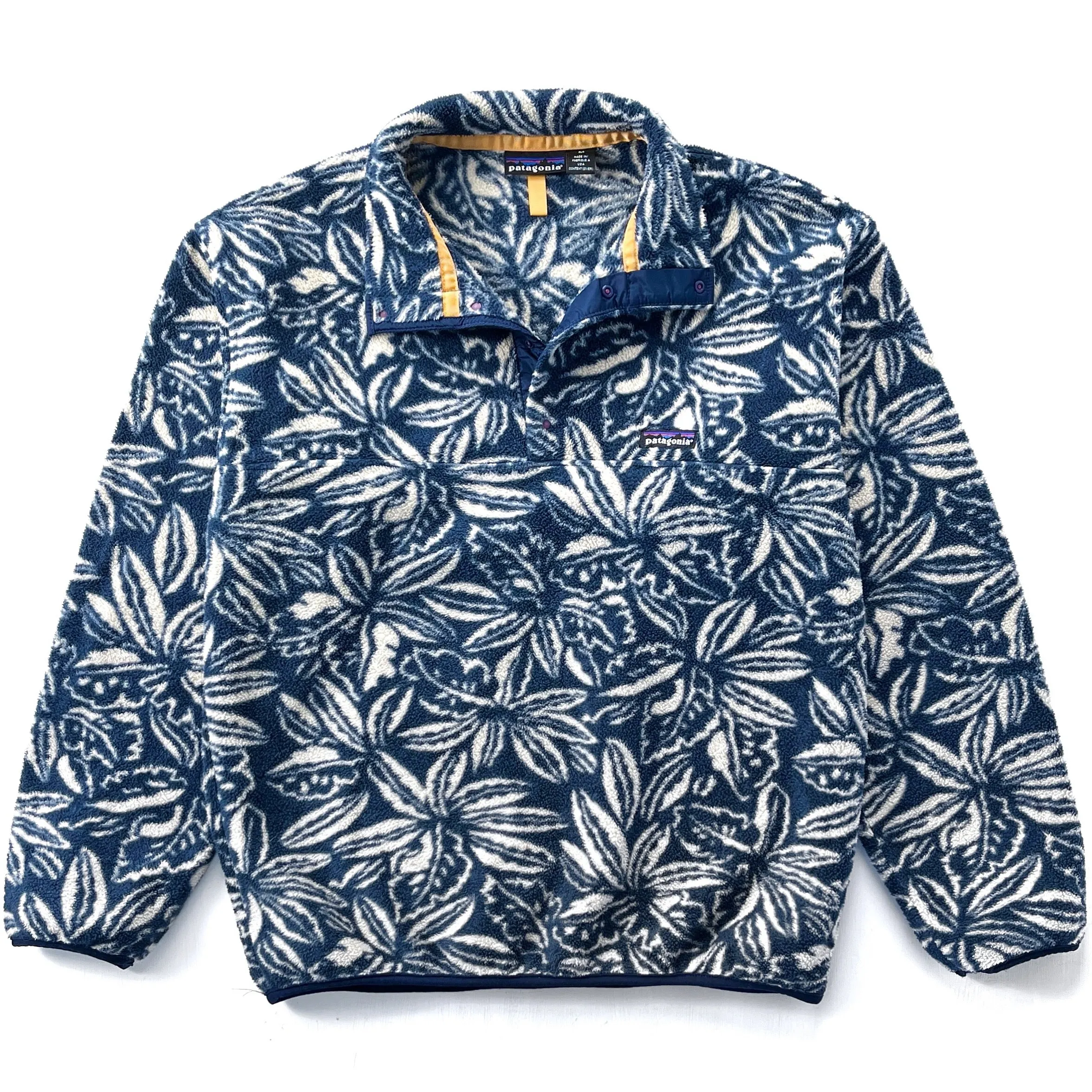 1994 Patagonia Printed Synchilla Snap-T, Tropical: Ink Blue (M)