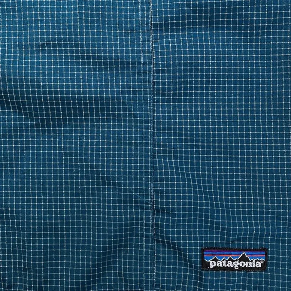 1996 Patagonia Mens 5” Nylon River Shorts, Gridstop: Bluegrass (XL)