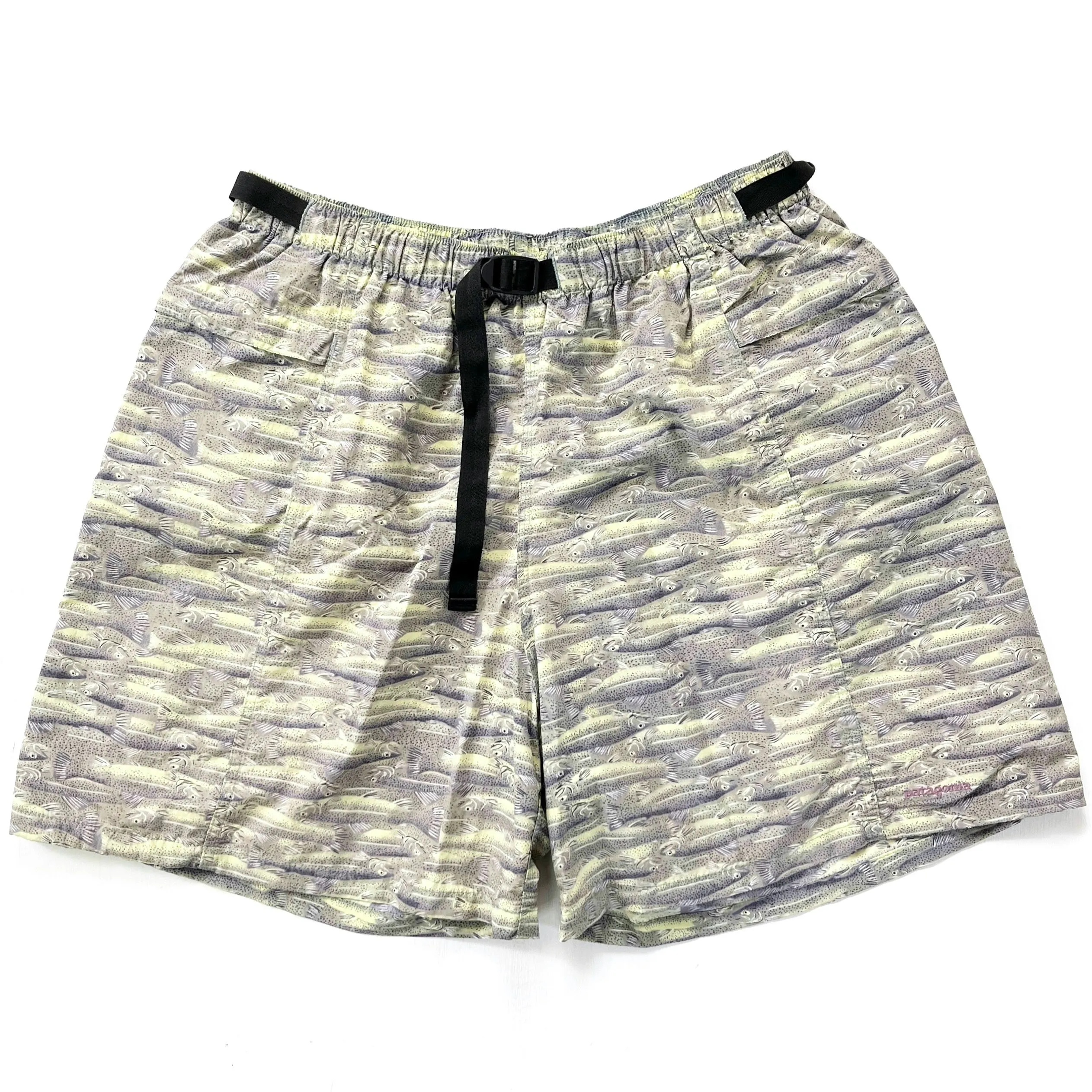 2002 Patagonia 5.5” Printed Nylon River Shorts, School of Trout (XL)