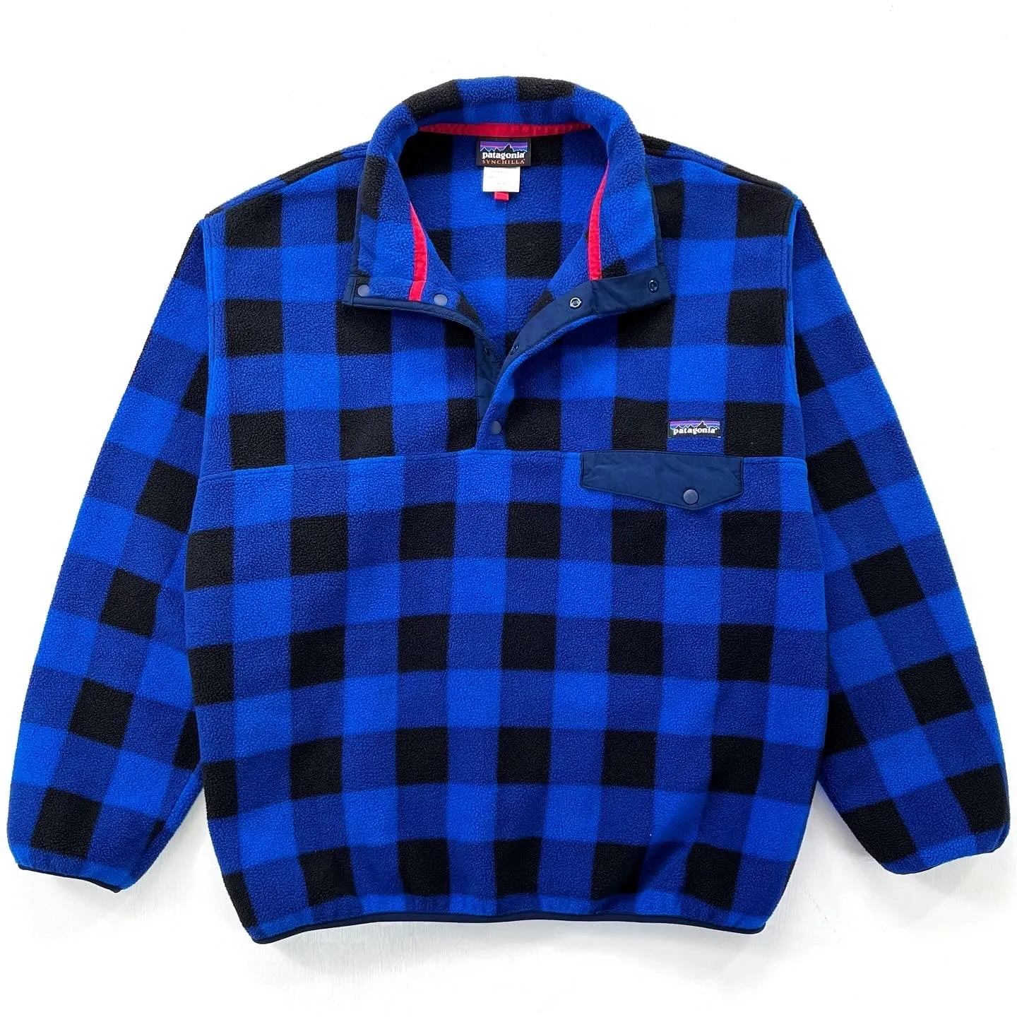 2014 Patagonia Printed Synchilla Snap-T, Fuzzy Plaid: Blue (L/XL)