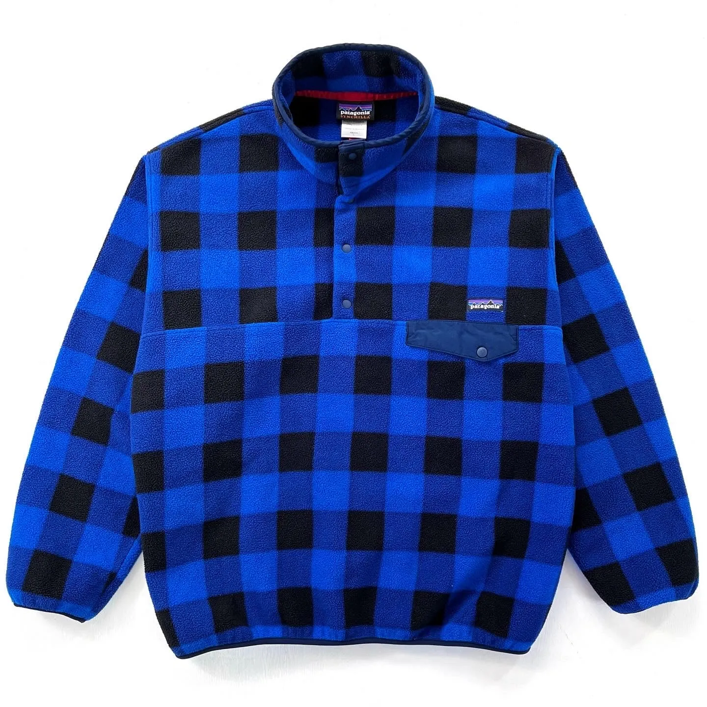 2014 Patagonia Printed Synchilla Snap-T, Fuzzy Plaid: Blue (L/XL)