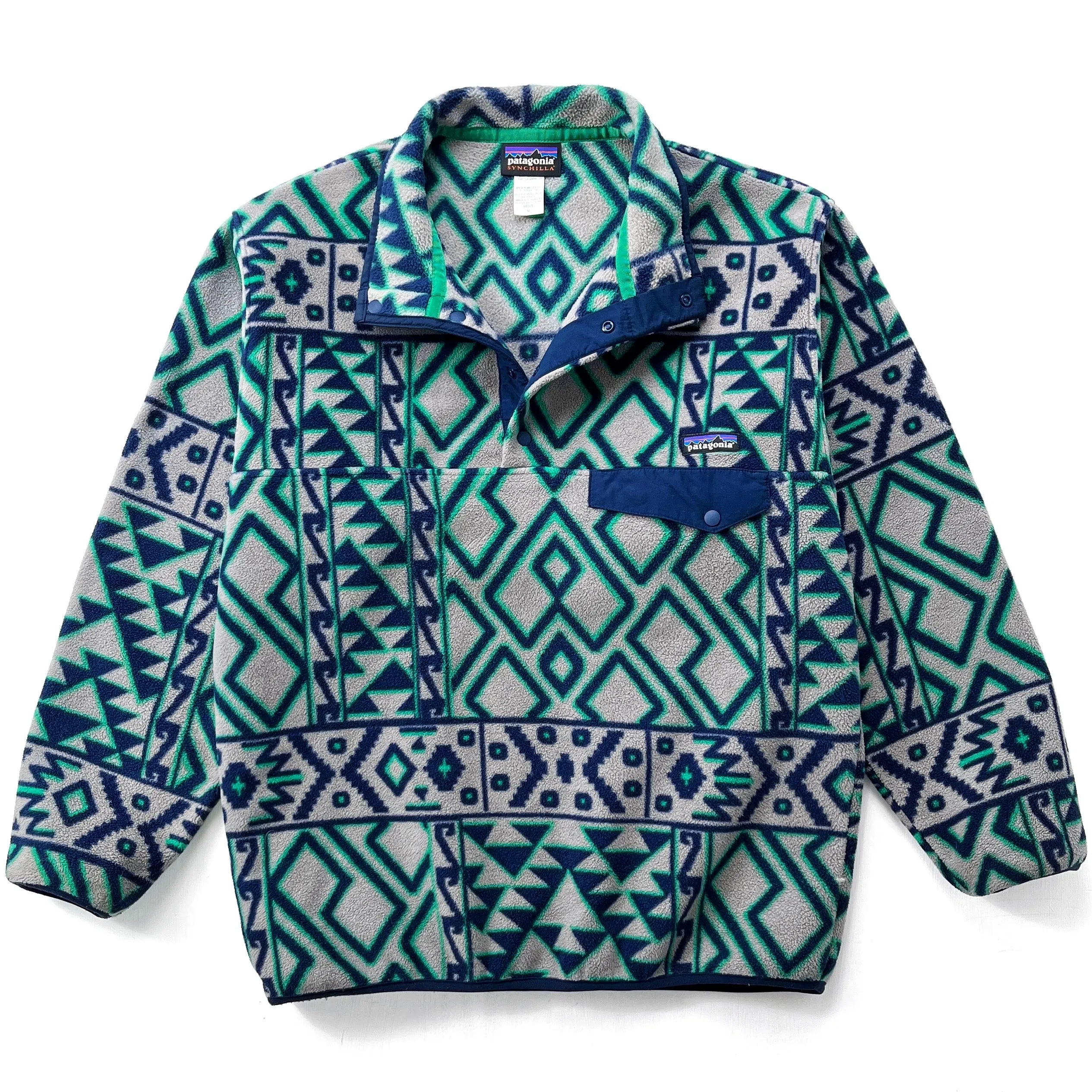 2014 Patagonia Printed Synchilla Snap-T, Montana Siete: Grey (M/L)