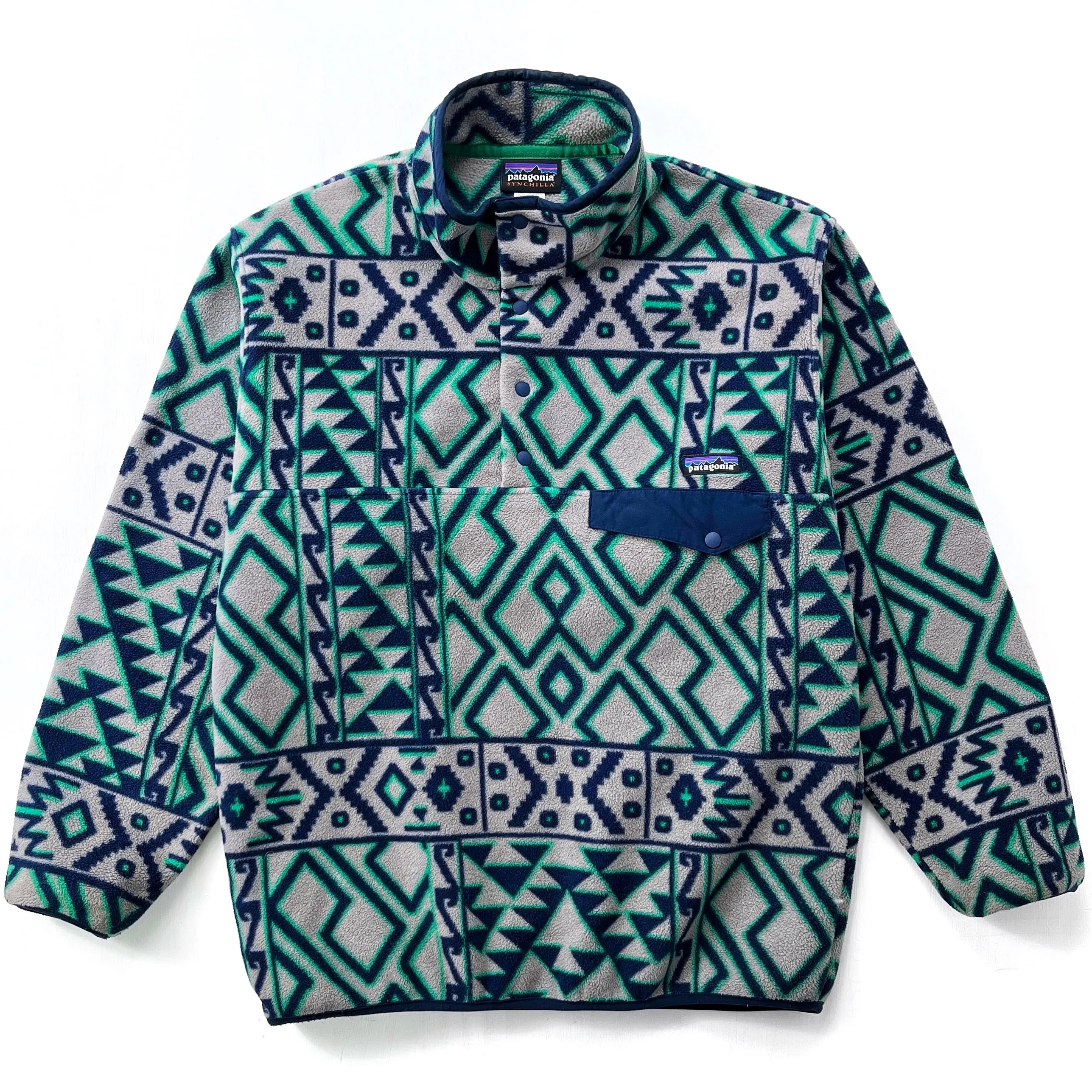 2014 Patagonia Printed Synchilla Snap-T, Montana Siete: Grey (M/L)