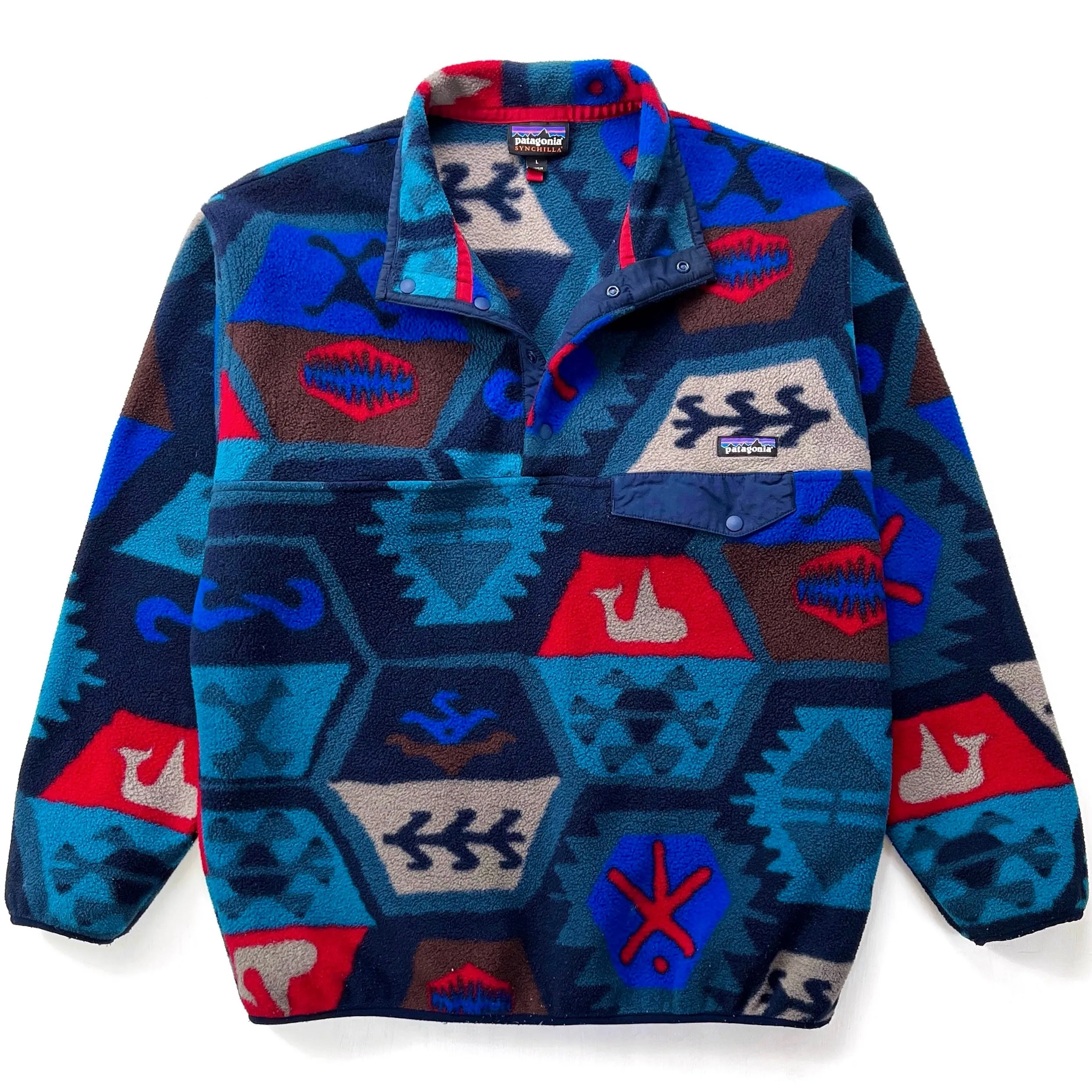 2015 Patagonia Printed Synchilla Snap-T, Cave: Underwater (L)