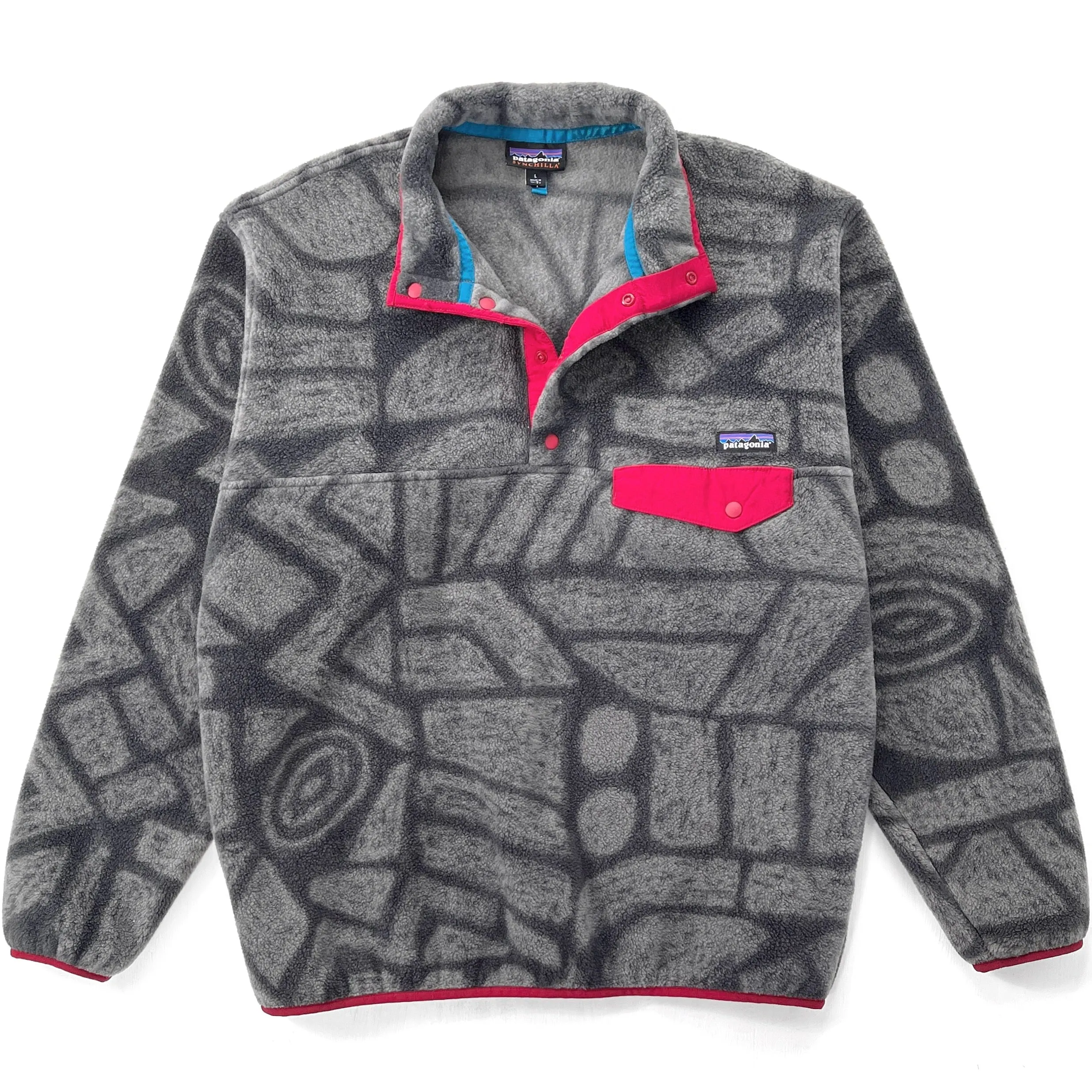 2015 Patagonia Printed Synchilla Snap-T, Shale: Forge Grey (L)