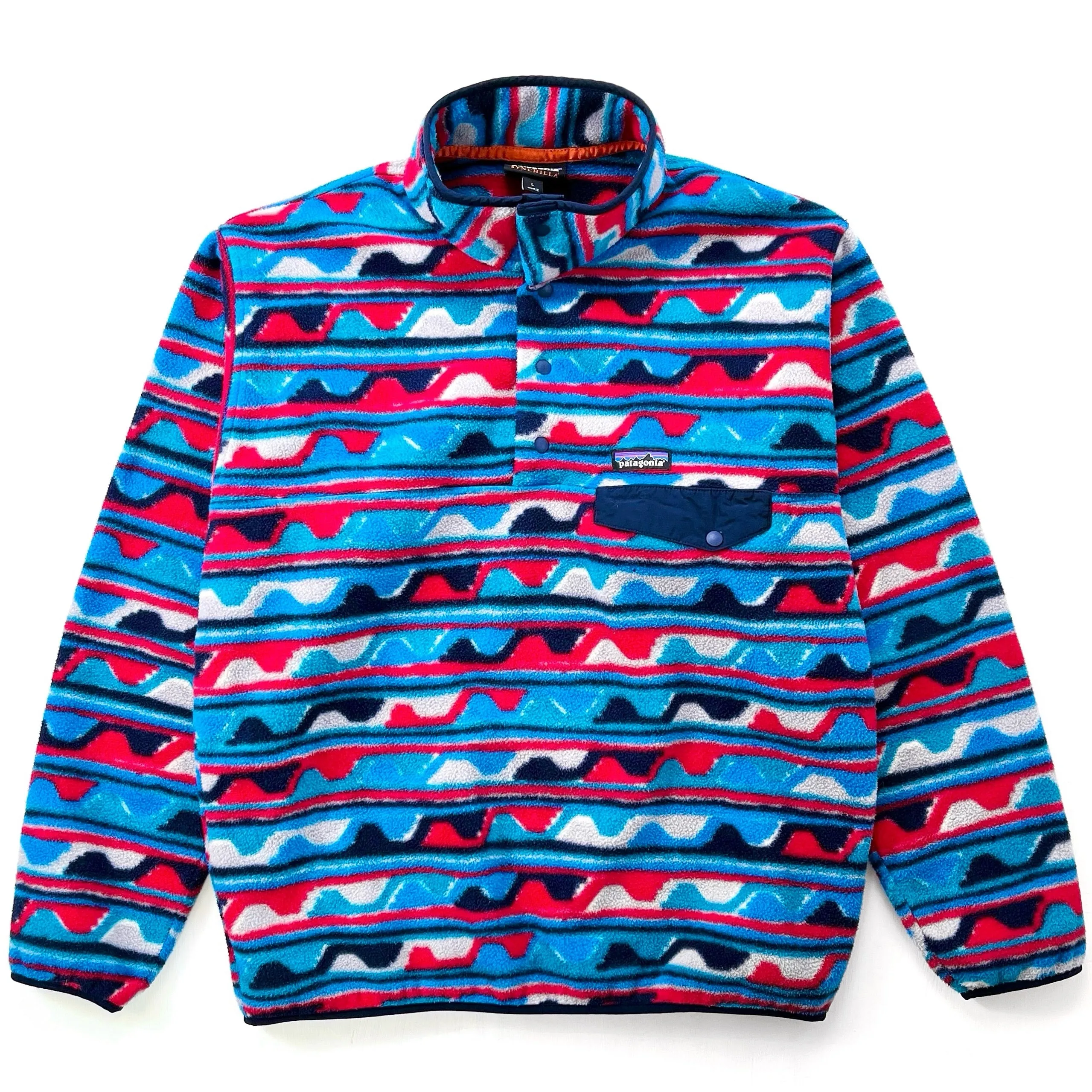 2016 Patagonia Printed Synchilla Snap-T, Delta: Navy Blue (L)