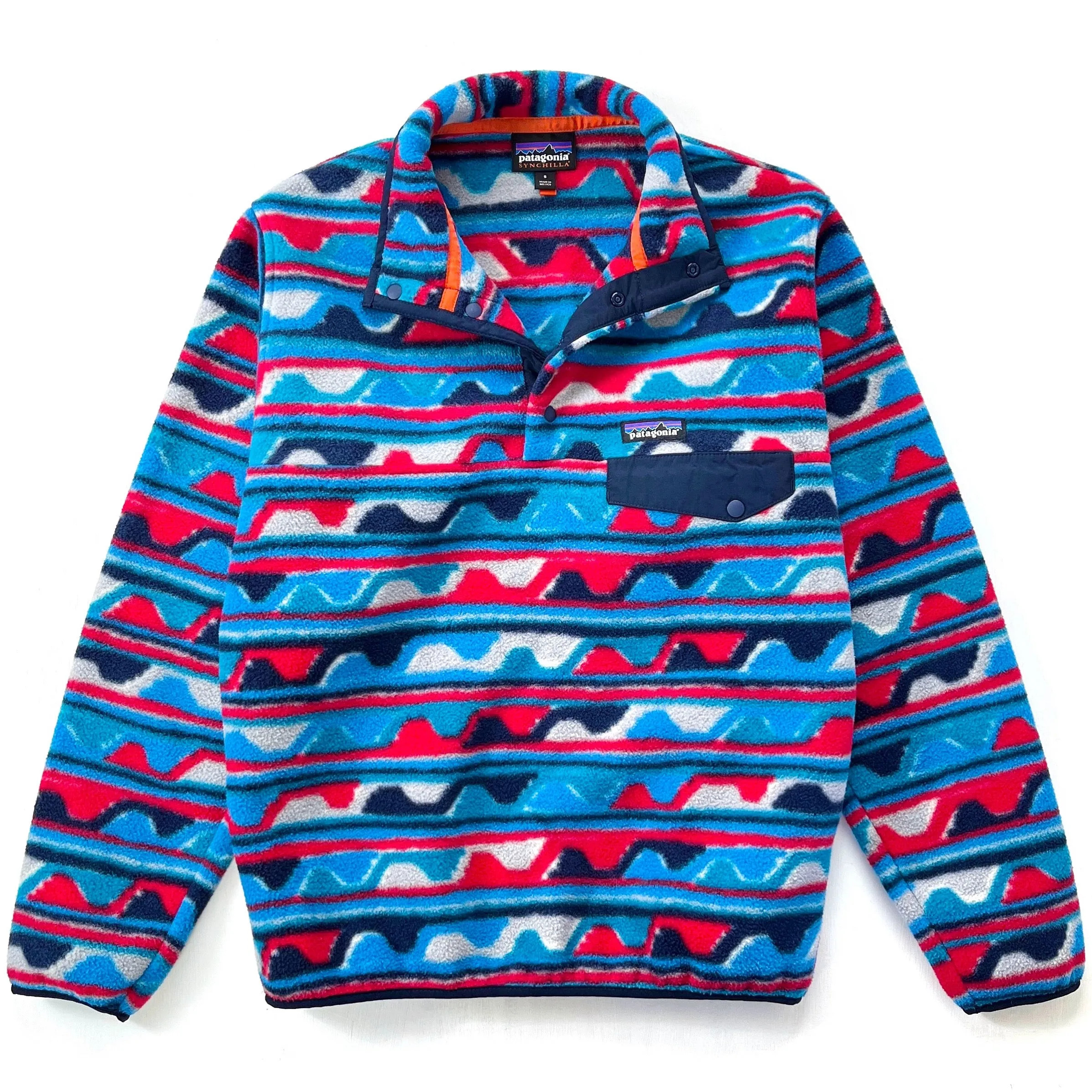 2016 Patagonia Printed Synchilla Snap-T, Delta: Navy Blue (S)