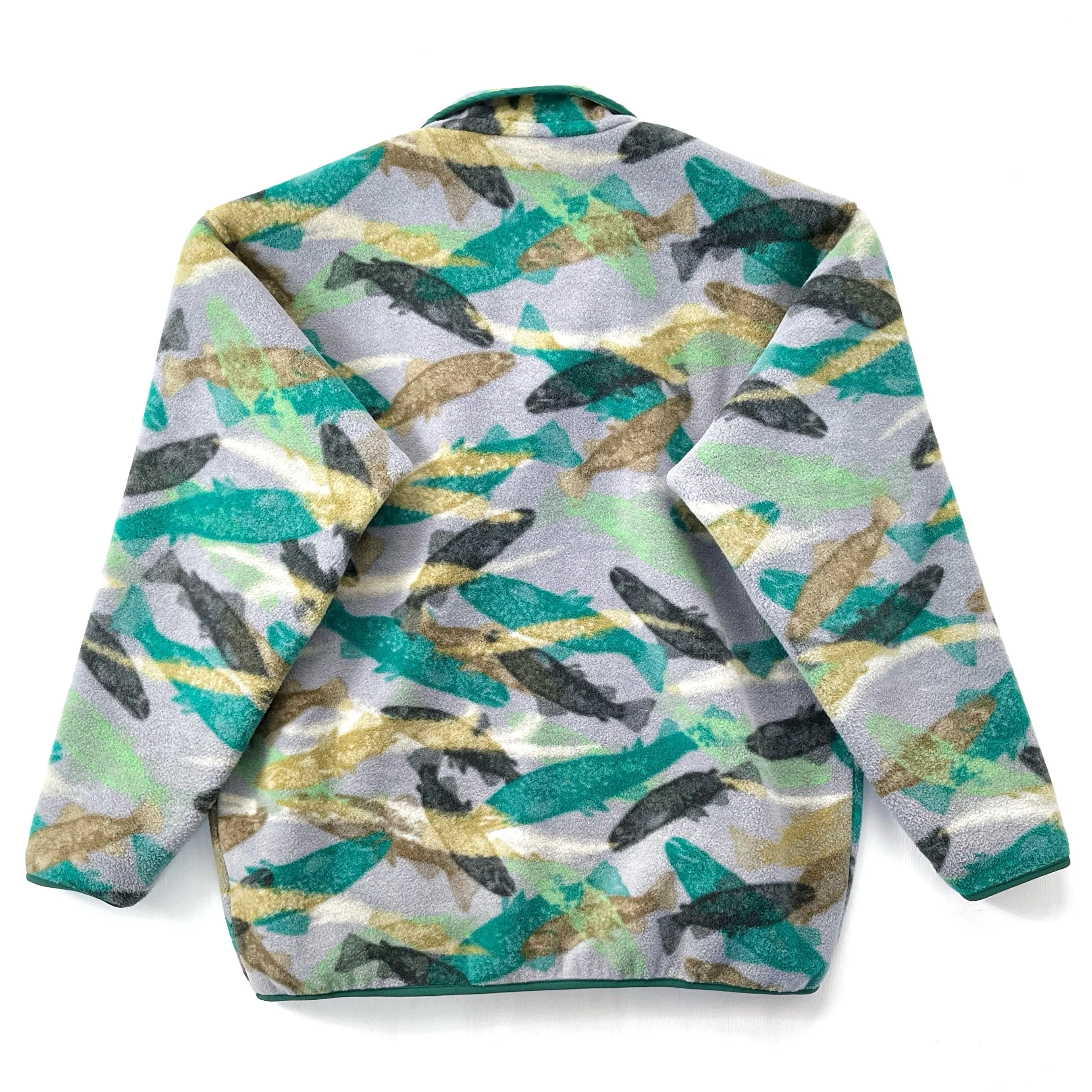 2016 Patagonia Printed Synchilla Snap-T, Trout Tails: Green (L)