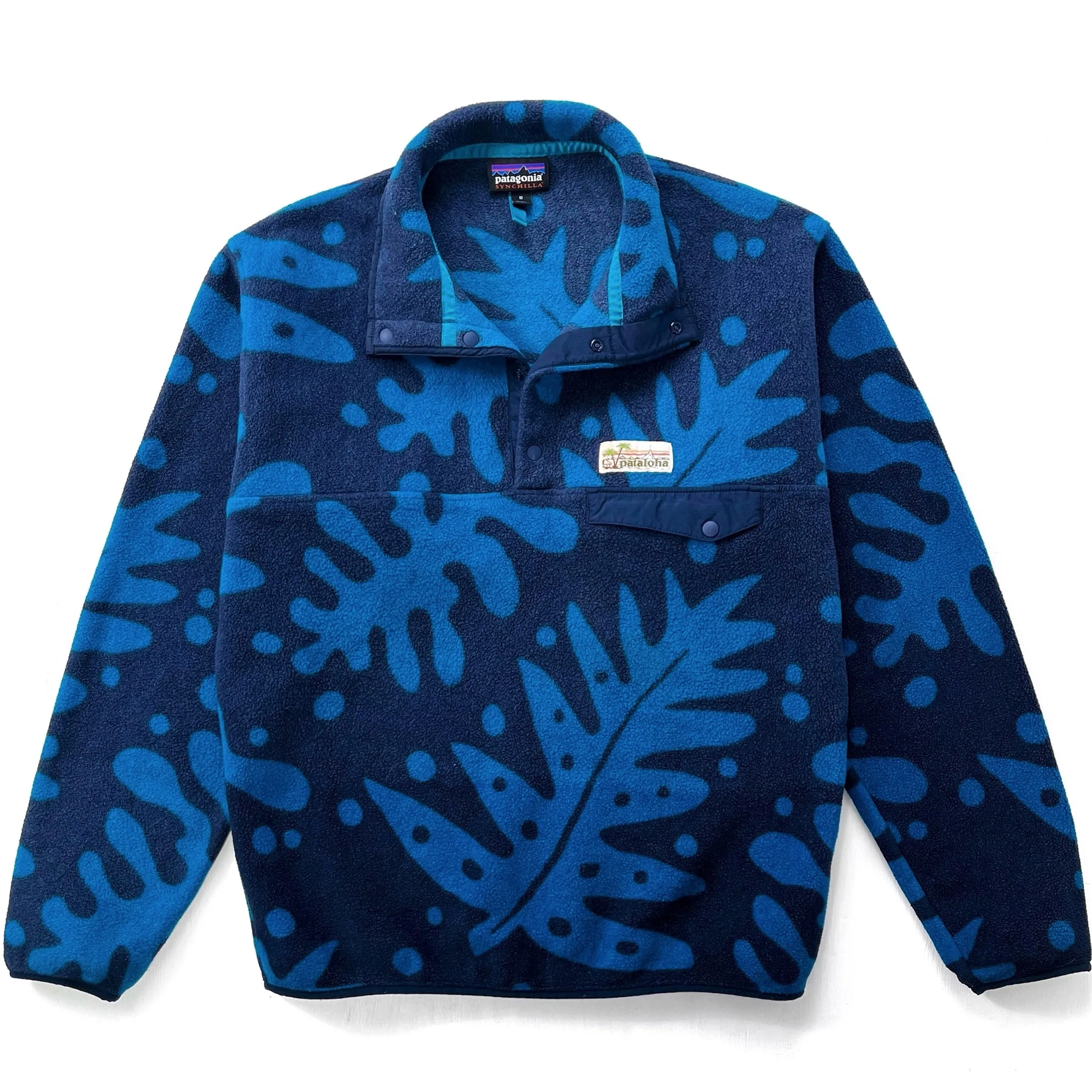 2017 Patagonia Printed Synchilla Snap-T, Ferns: Big Sur Blue (M)