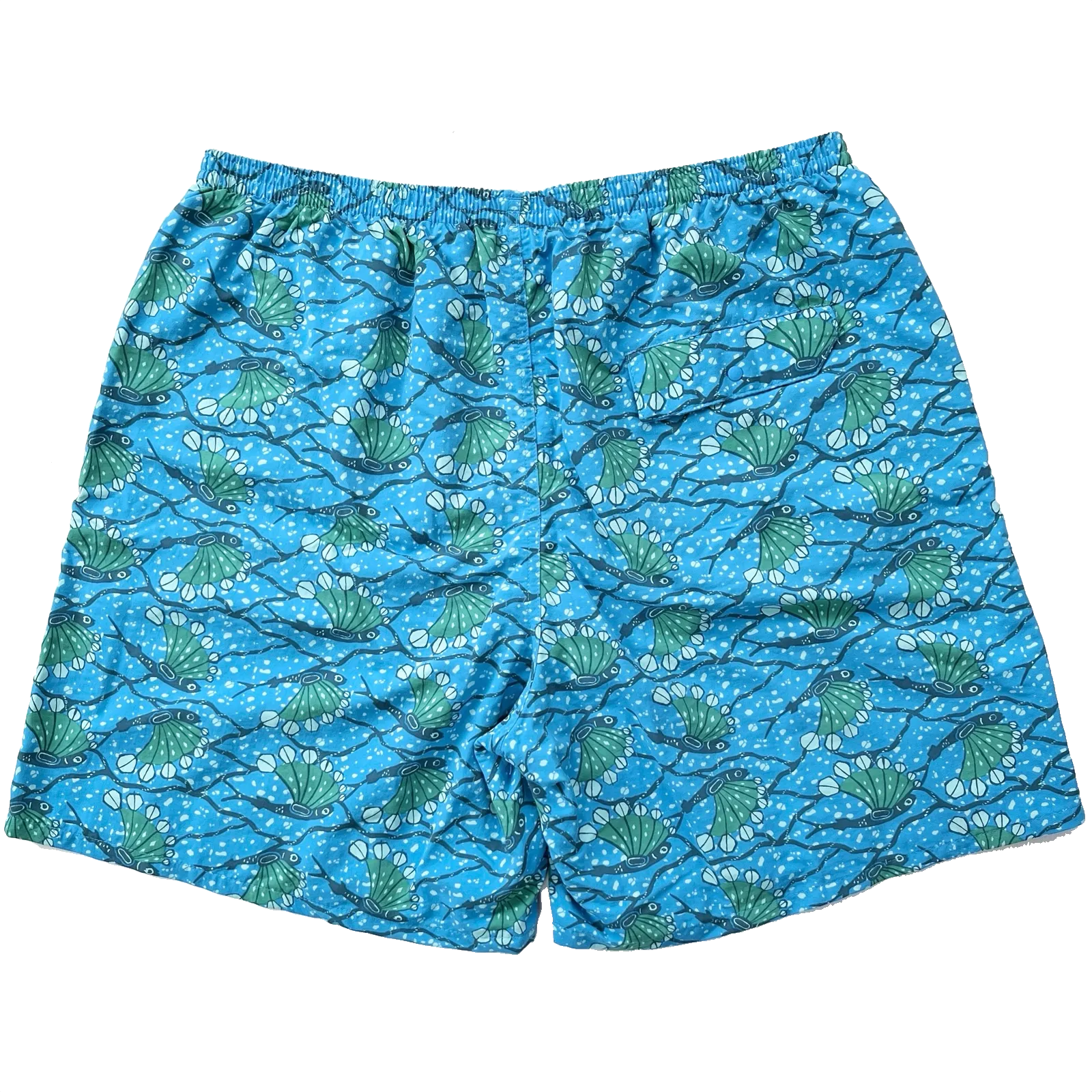 2018 Patagonia Mens 7” Baggies Shorts, Hexy Fish: Radar Blue (L)