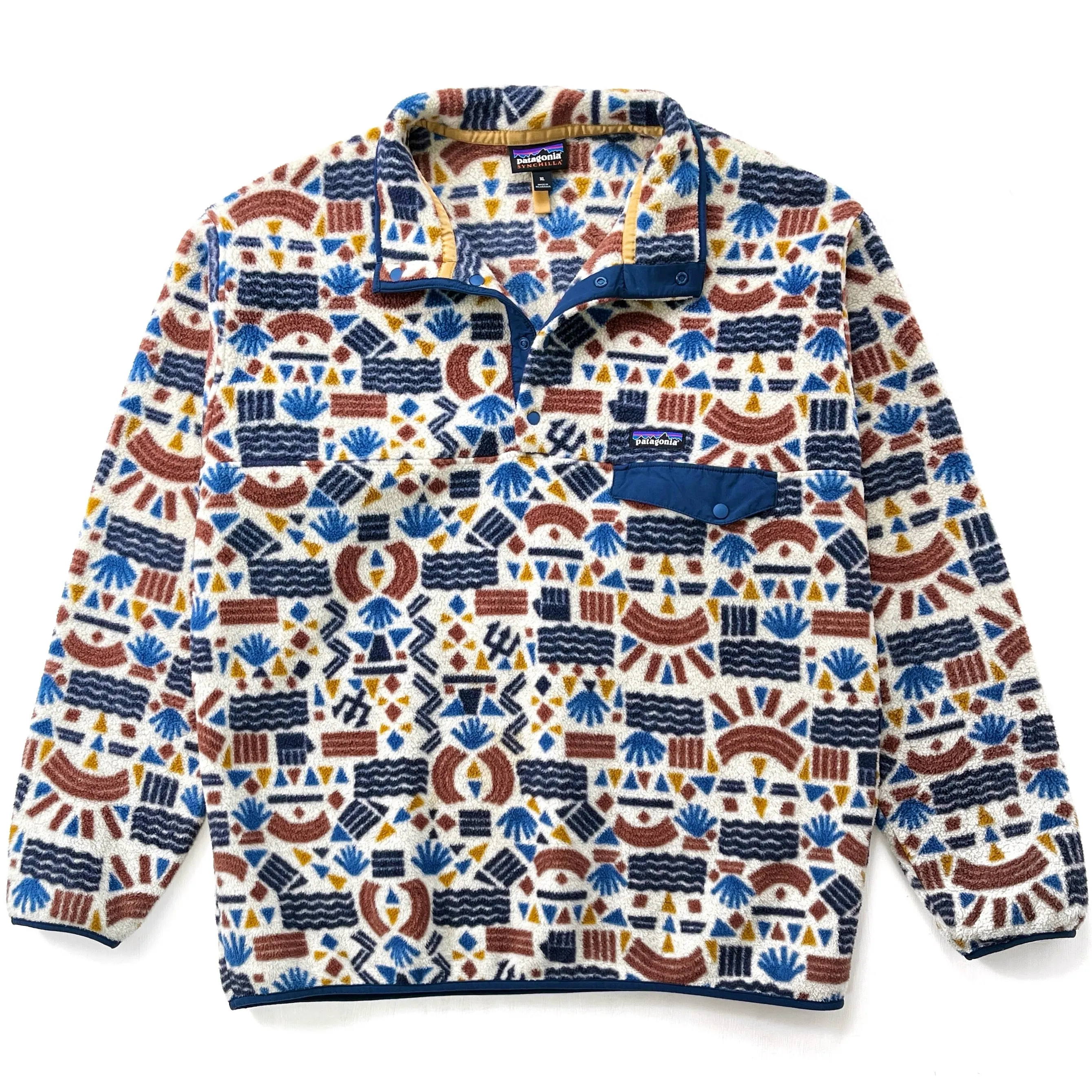 2019 Patagonia Printed Synchilla Snap-T, Protected Peaks: Multi (XL)