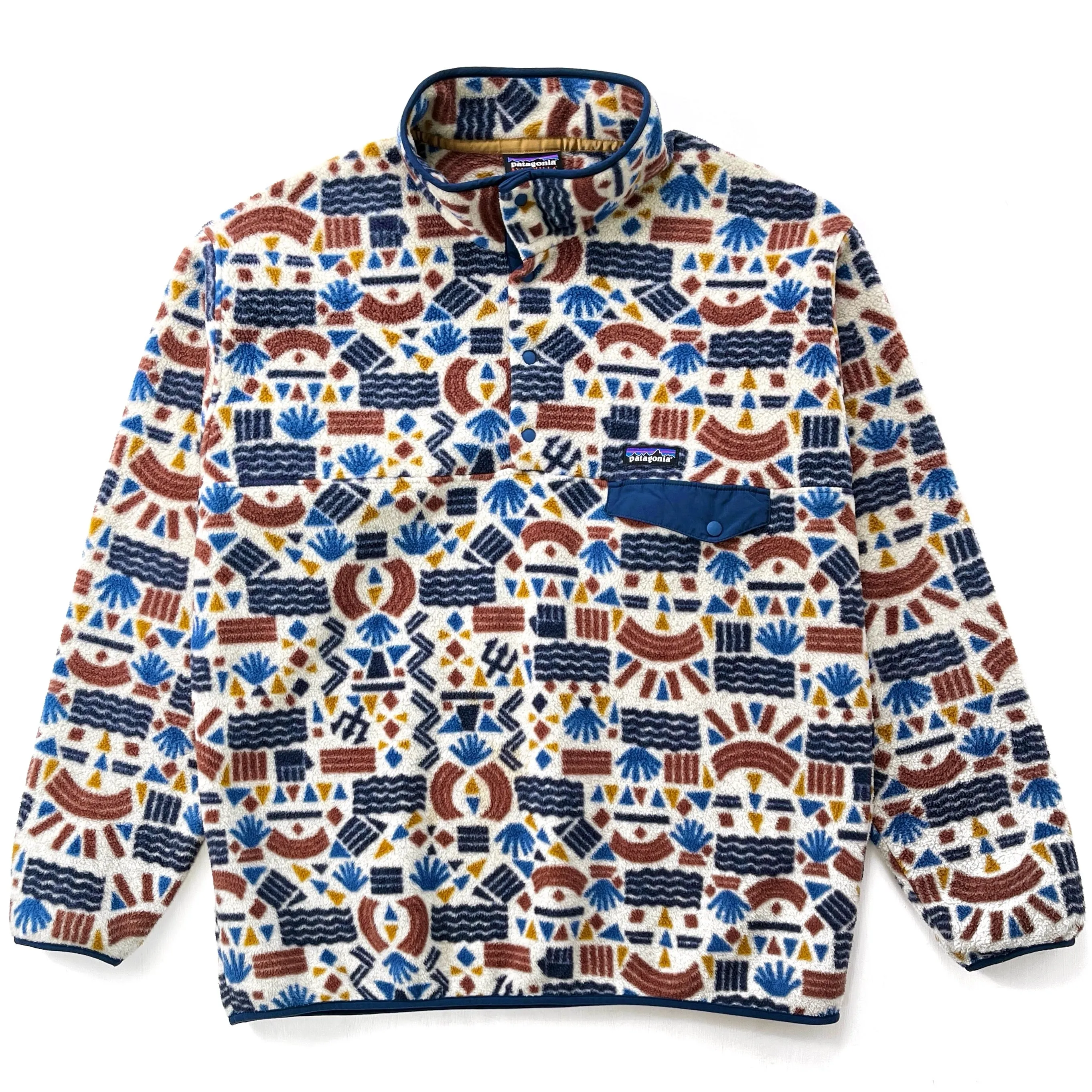 2019 Patagonia Printed Synchilla Snap-T, Protected Peaks: Multi (XL)