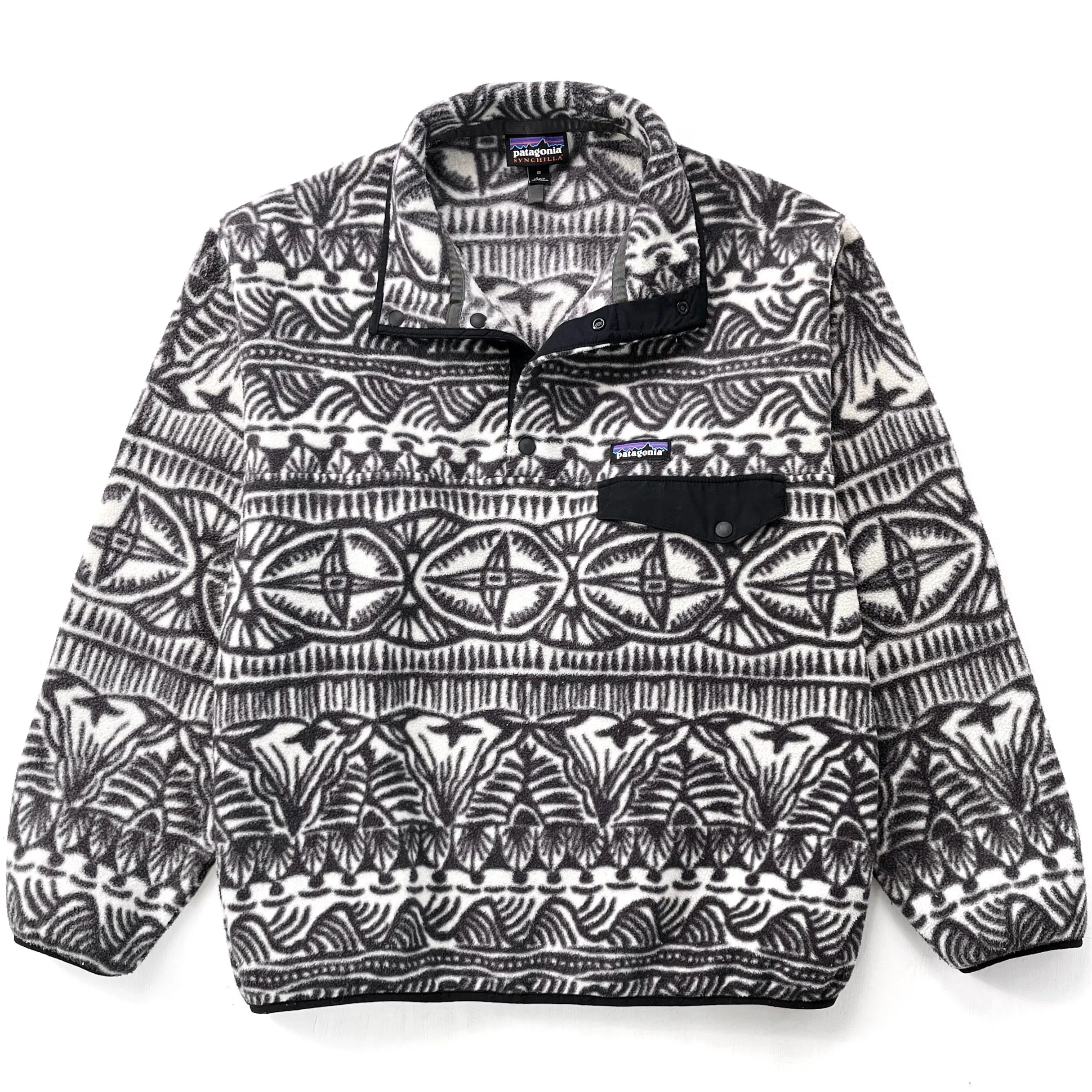 2019 Patagonia Printed Synchilla Snap-T, Tradewinds: Ink Black (M)