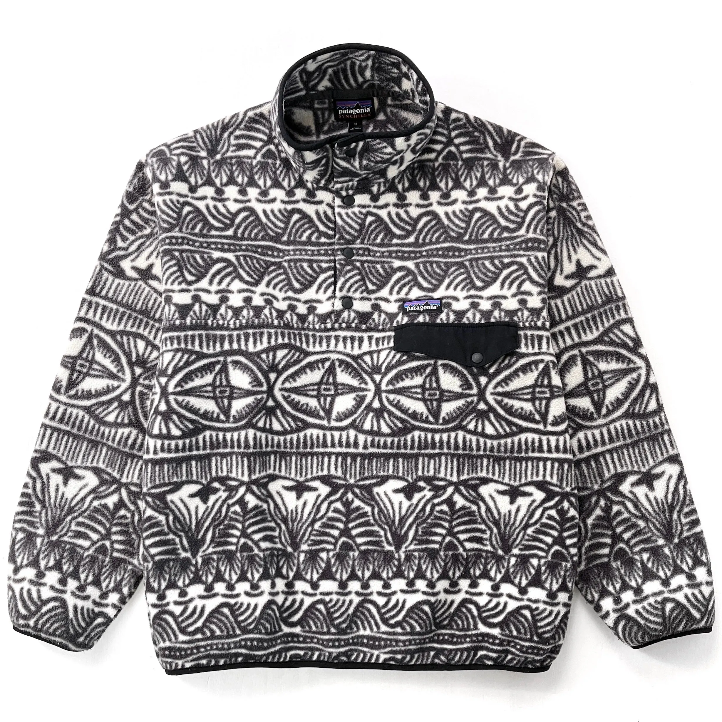 2019 Patagonia Printed Synchilla Snap-T, Tradewinds: Ink Black (M)