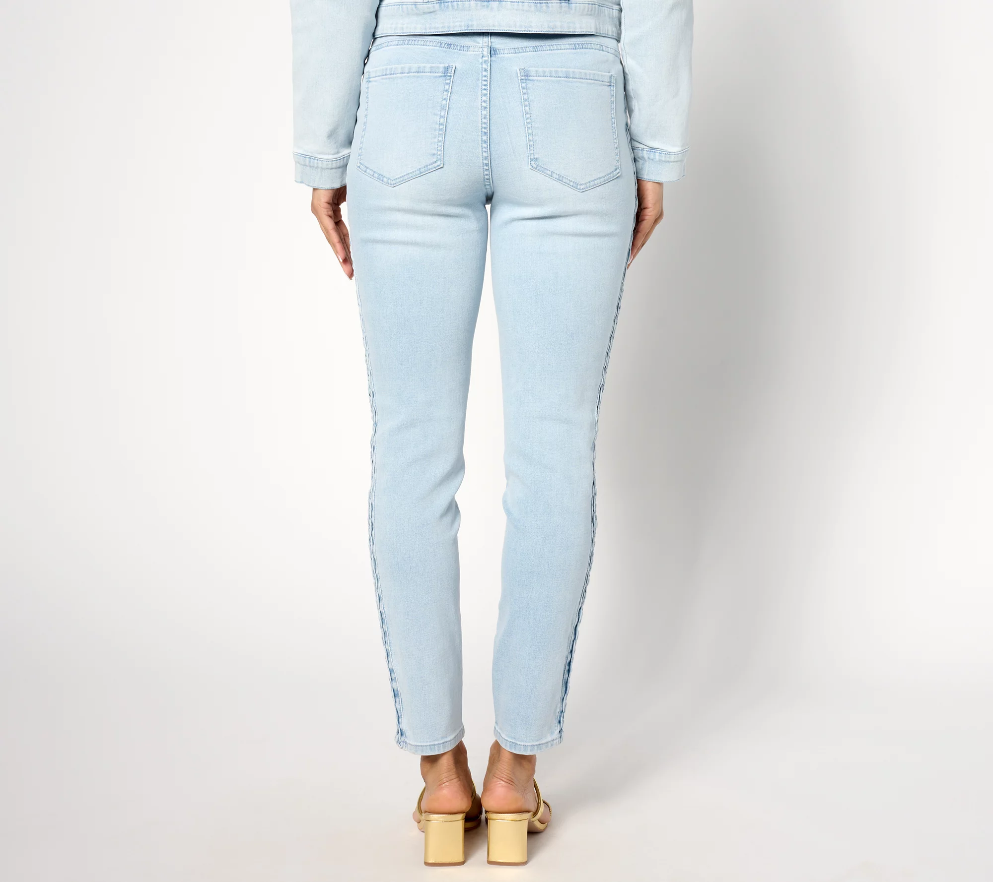 "As Is" Isaac Mizrahi Live! Tall True Denim Slim Leg Jeans w/ Braid Detail