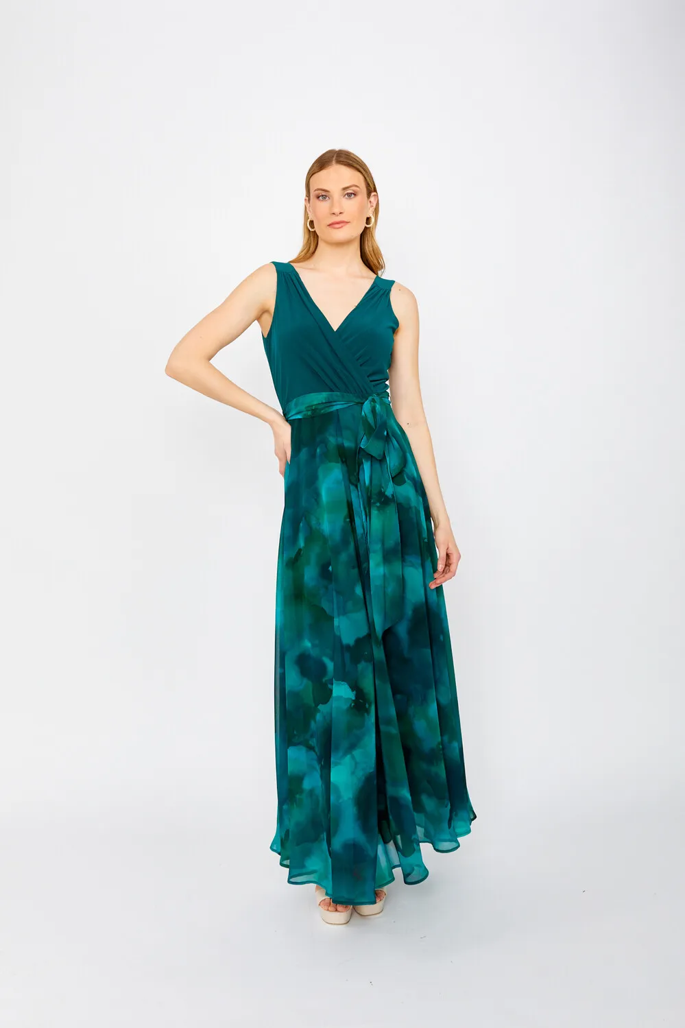 Abstract Wrap Maxi Dress Style 249209