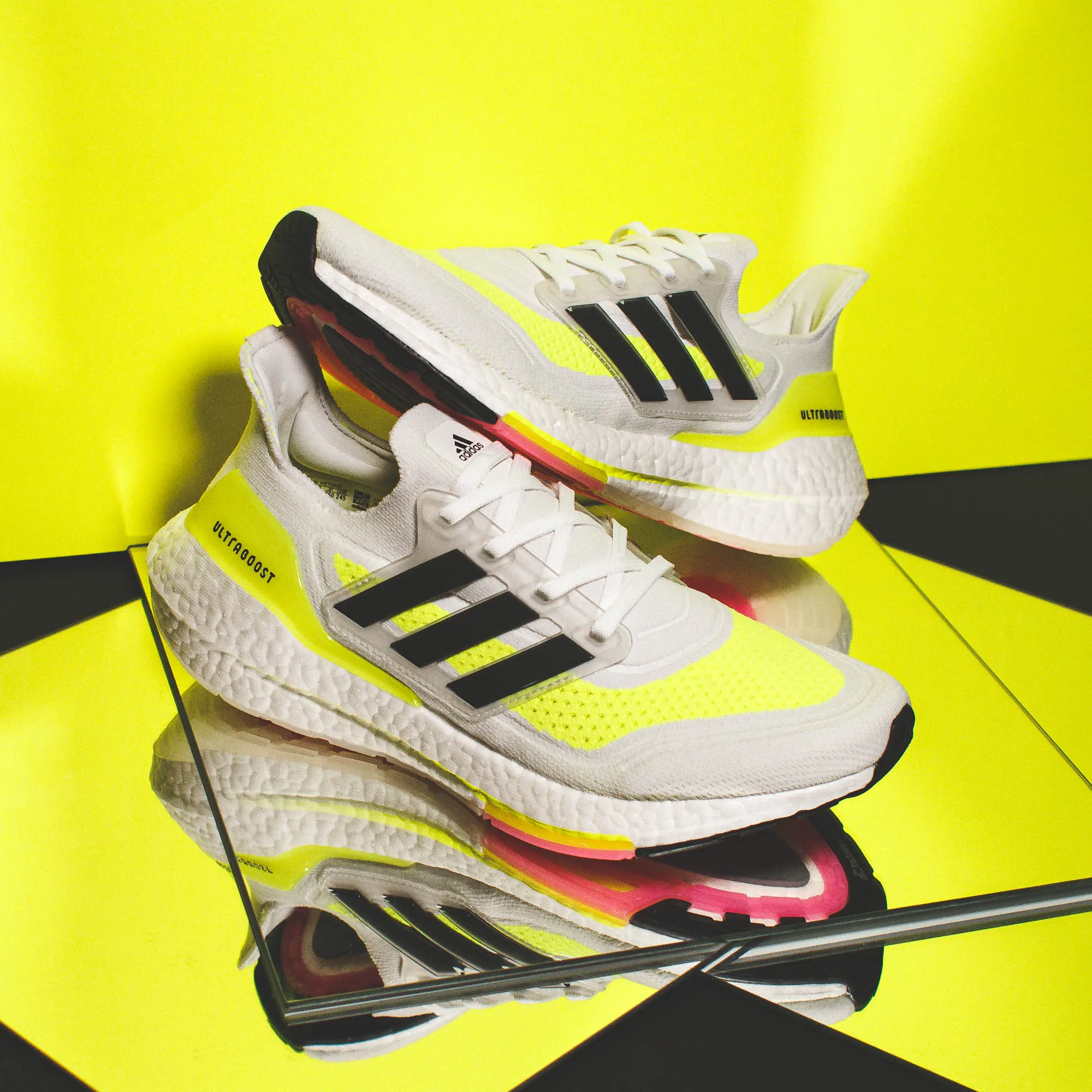 Adidas Running Women Ultraboost 21 White Black Yellow FY0401