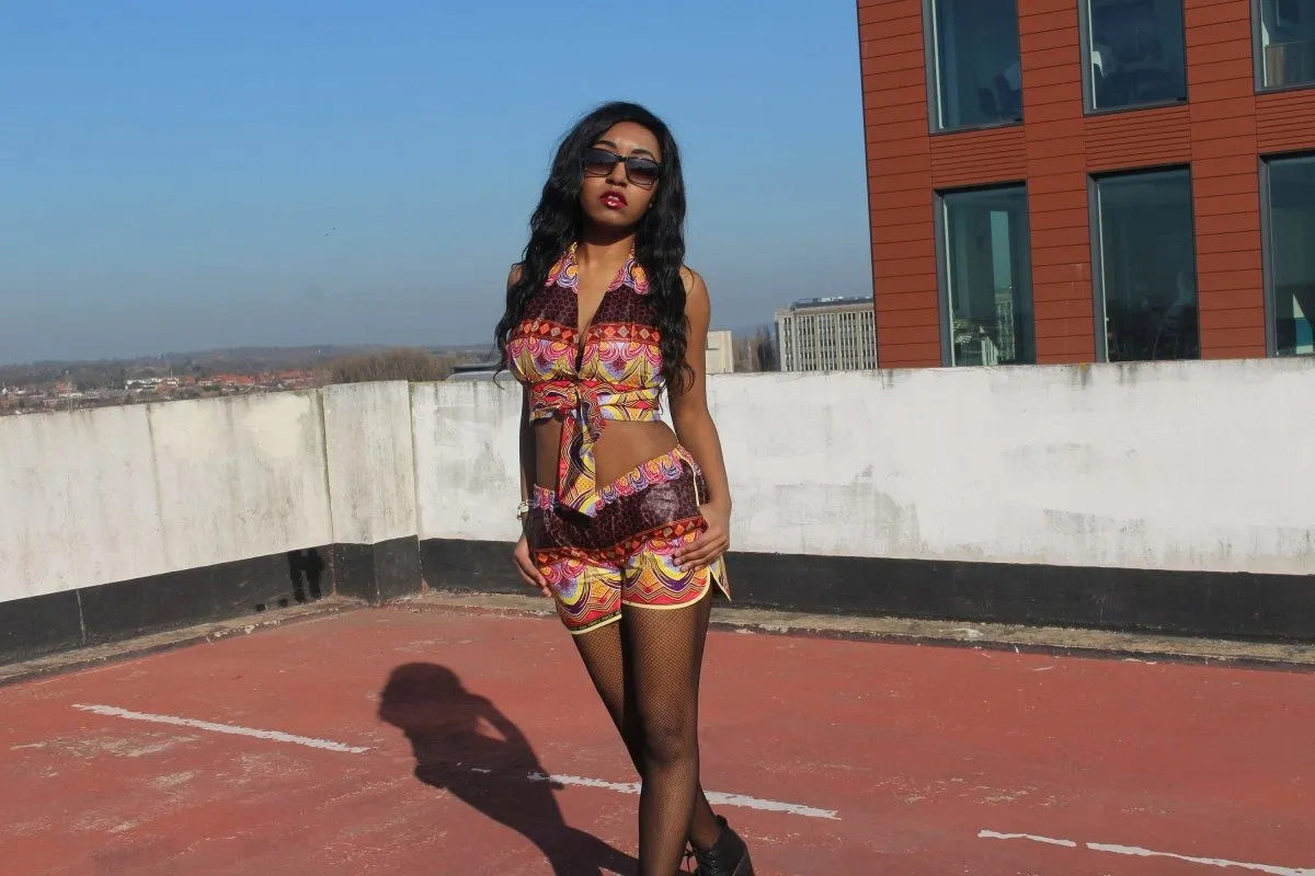 African Print Shorts in Purple Ankara Print - Festival Shorts