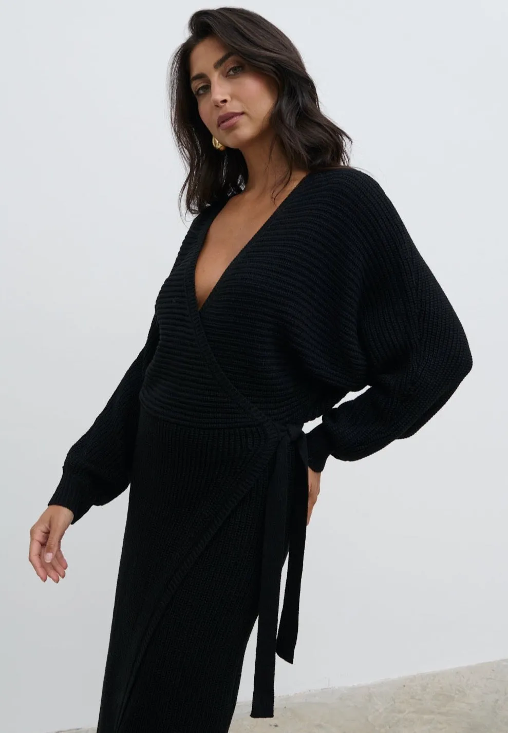 Aidan Cosy Wrap Dress - Black