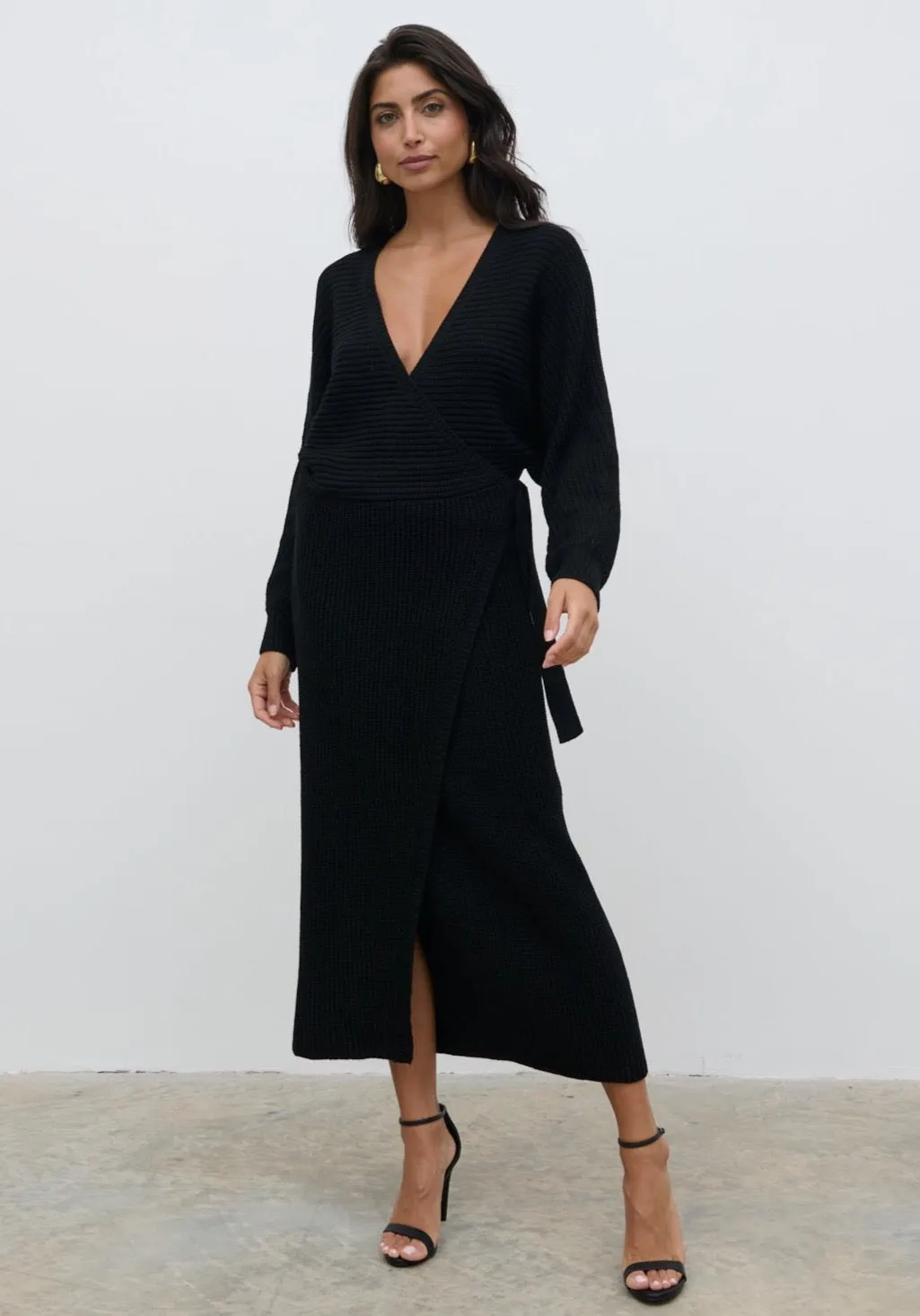 Aidan Cosy Wrap Dress - Black