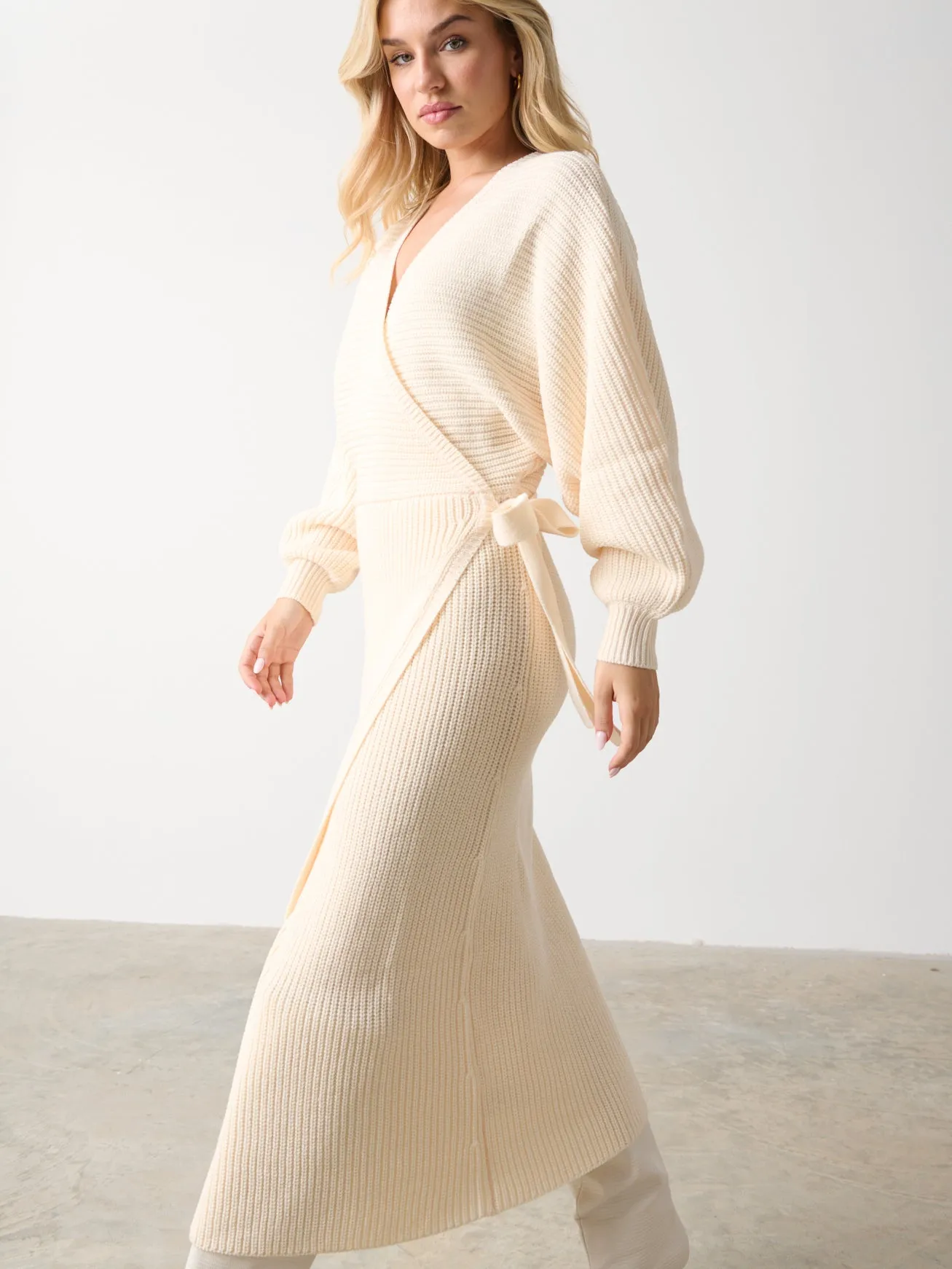 Aidan Cosy Wrap Dress - Cream