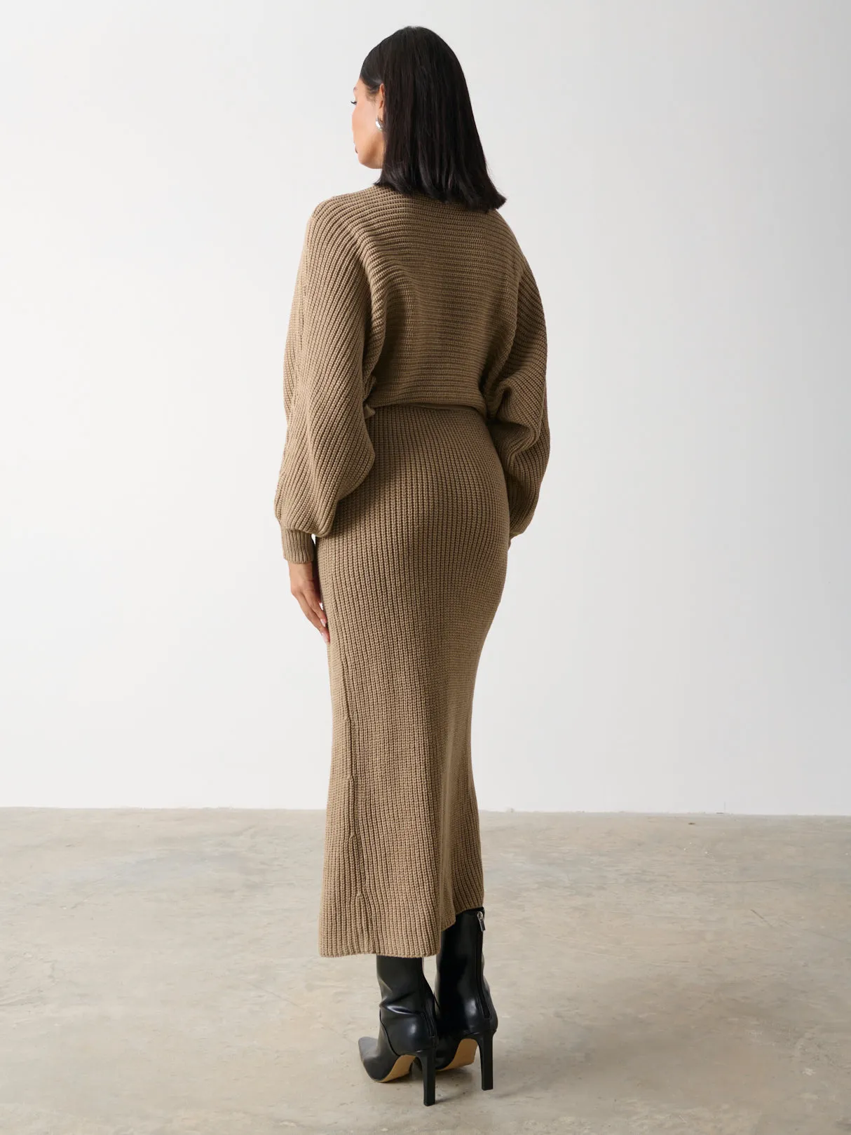 Aidan Cosy Wrap Dress - Light Brown