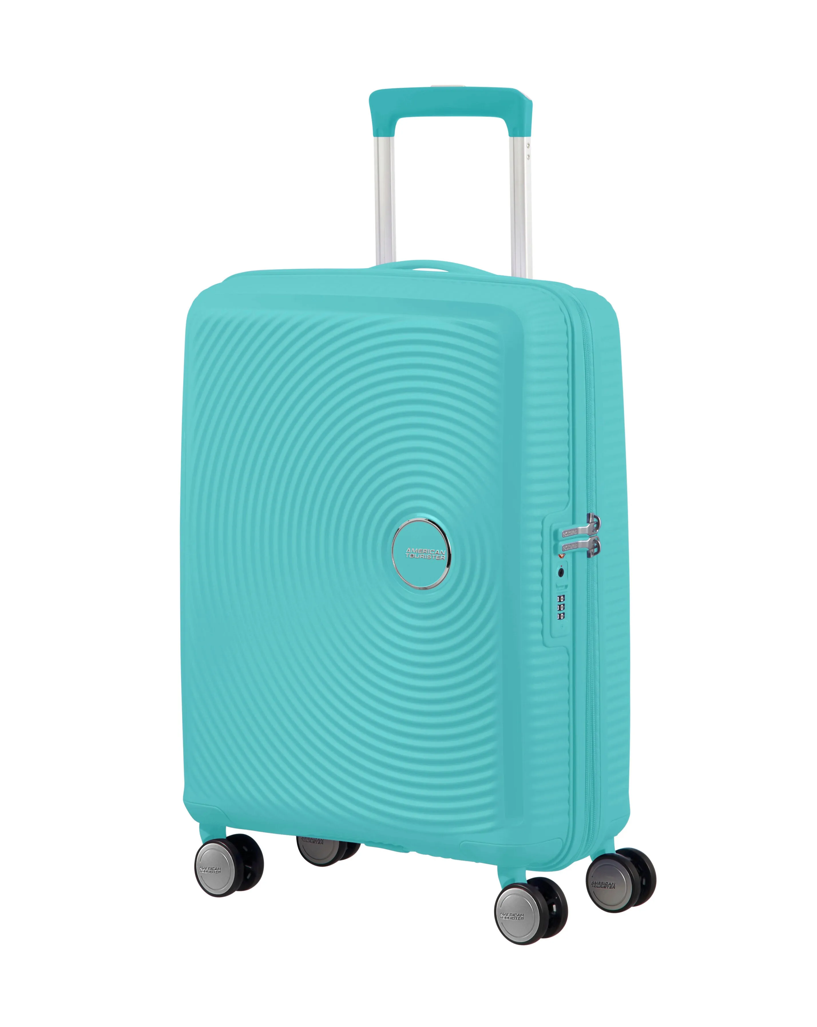 American Tourister Soundbox Spinner 55cm Cabin Suitcase Poolside Blue | Simply Be