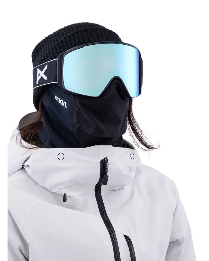 Anon M4S Cylindrical Snow Goggles + Bonus Lens + Mfi Face Mask - Black/Perceive Variable Blue Lens