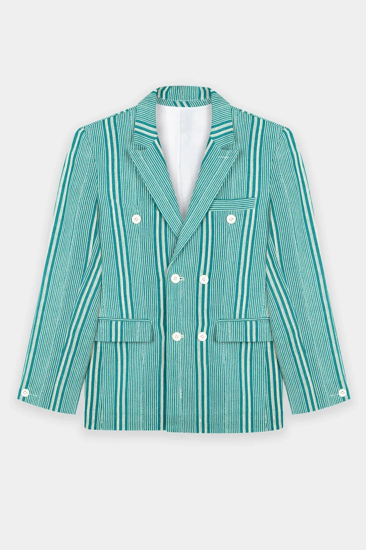 Baba III Double Breasted Suit Jacket - Green