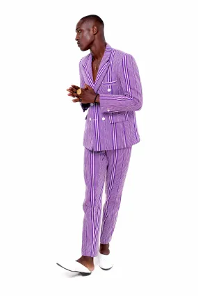 Baba Purple Double-Breasted Suit Jacket + Soke Straight Cut Pant Ensemble