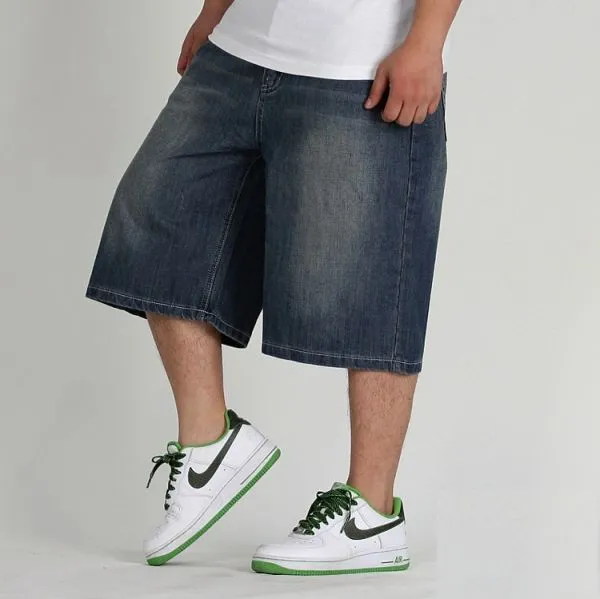 Baggy Jeans Shorts for Men - Dark Blue Denim Shorts