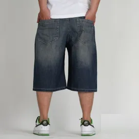 Baggy Jeans Shorts for Men - Dark Blue Denim Shorts