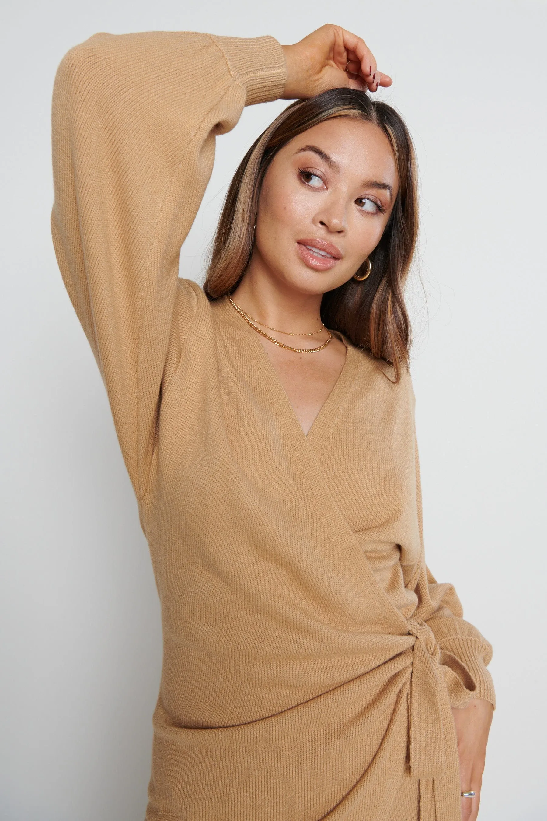 Beau Wrap Midi Dress - Camel