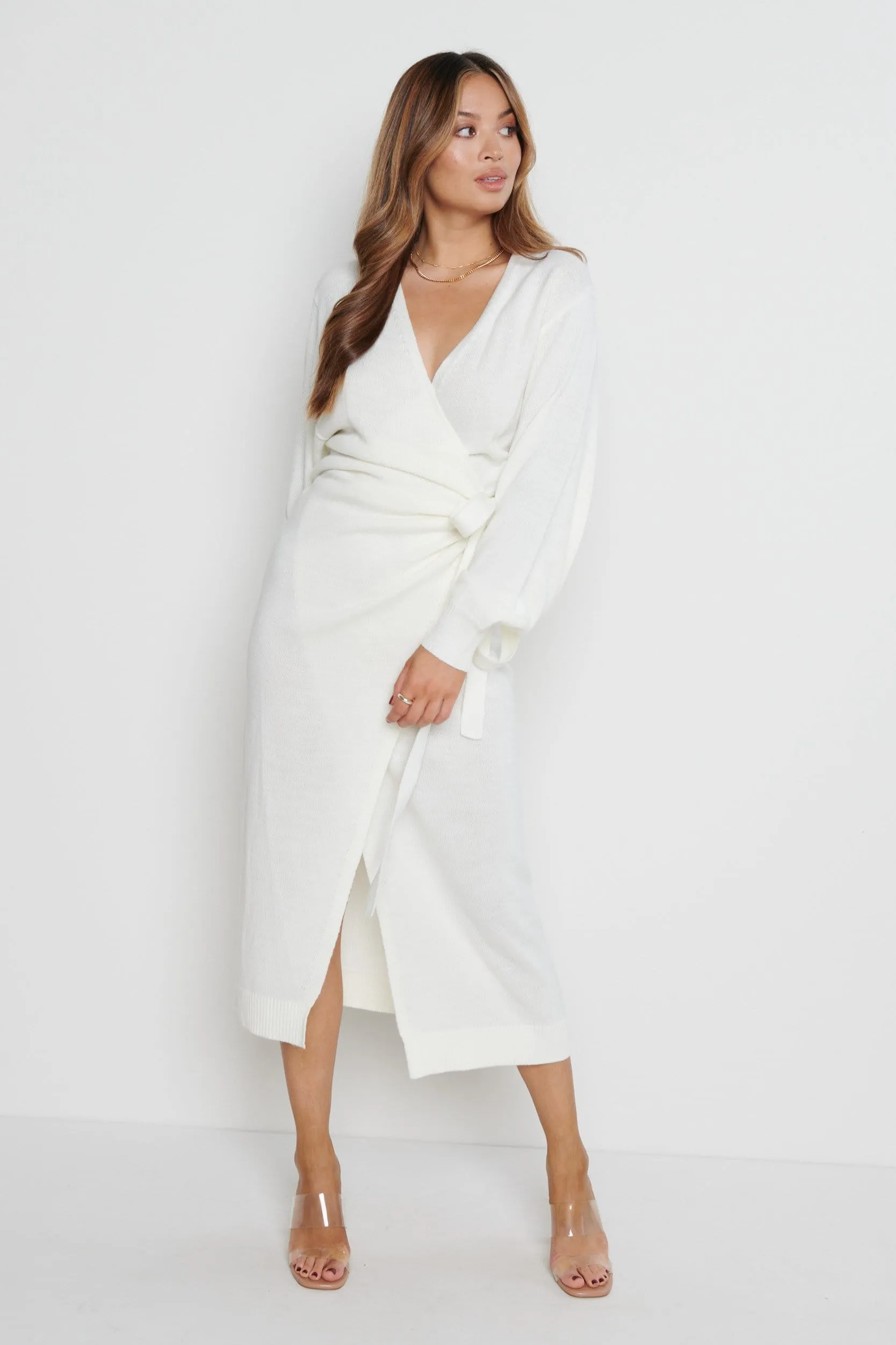 Beau Wrap Midi Dress - Cream