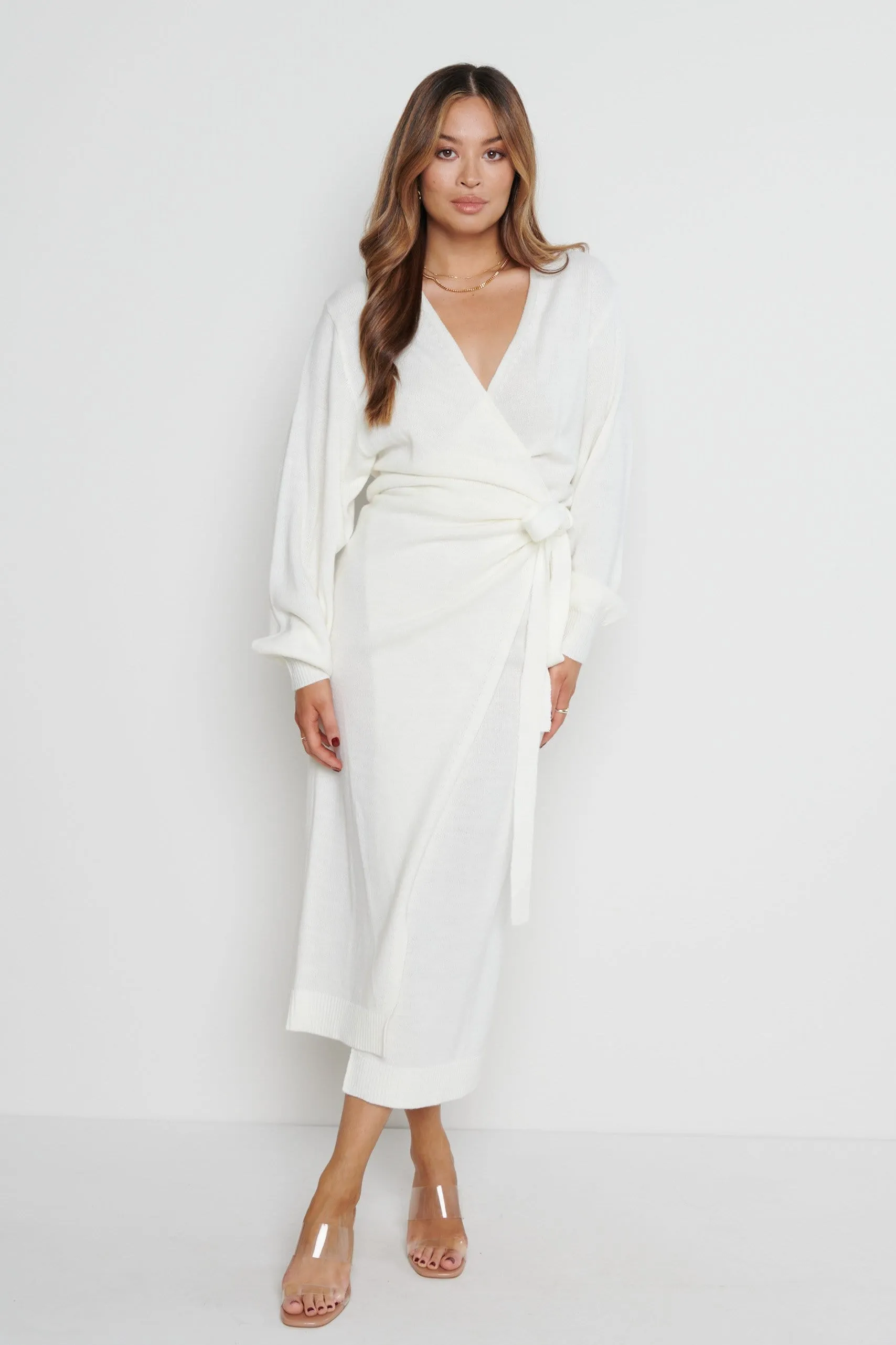 Beau Wrap Midi Dress - Cream