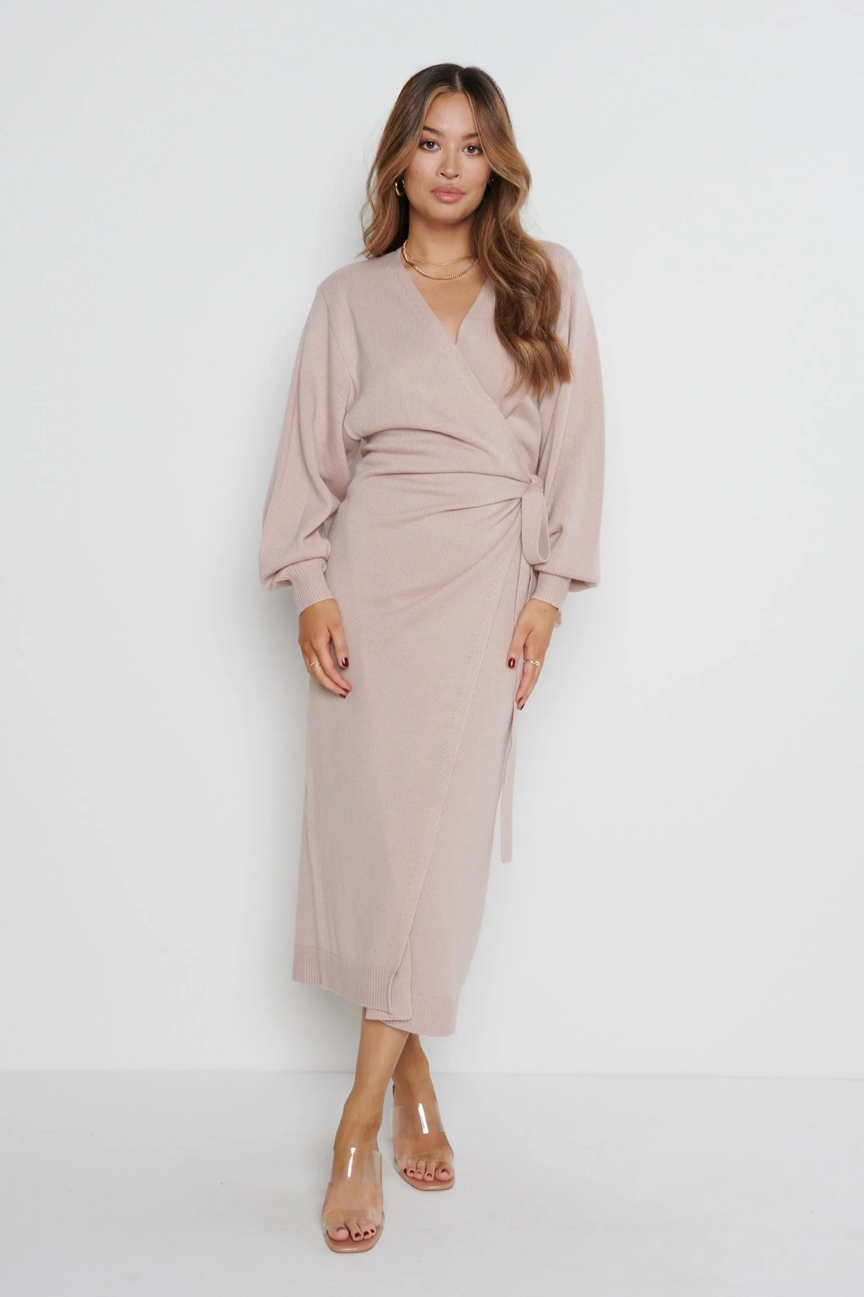 Beau Wrap Midi Dress - Dusky Pink