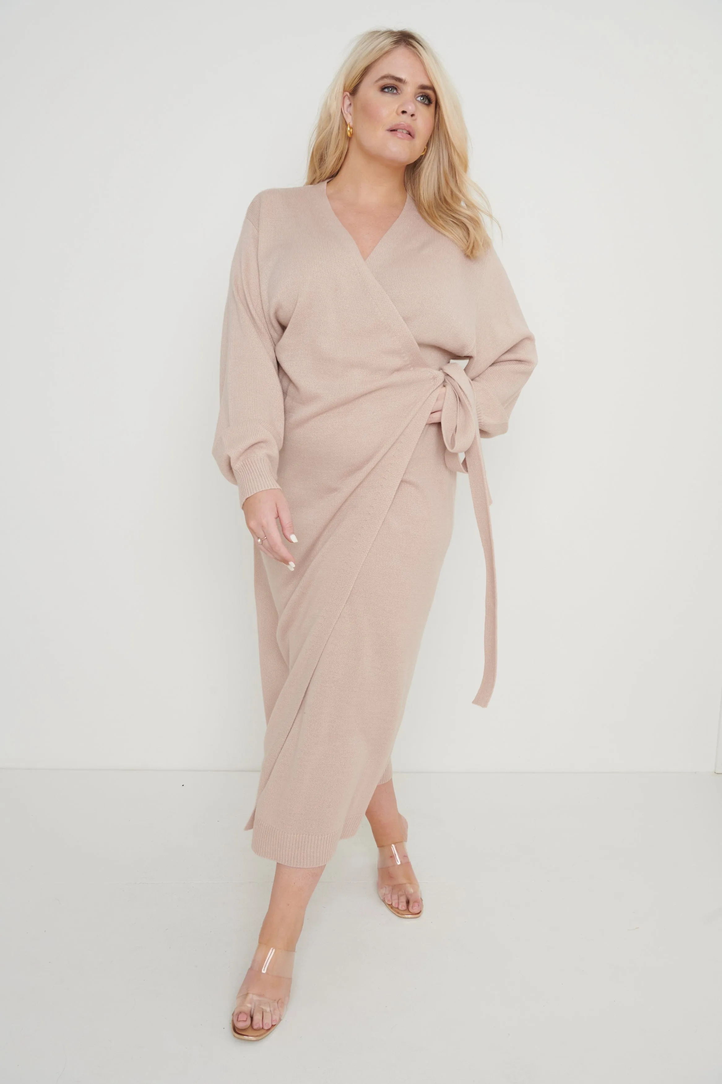 Beau Wrap Midi Dress - Dusky Pink