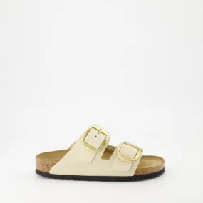 Beige Leather Big Buckle Sandals