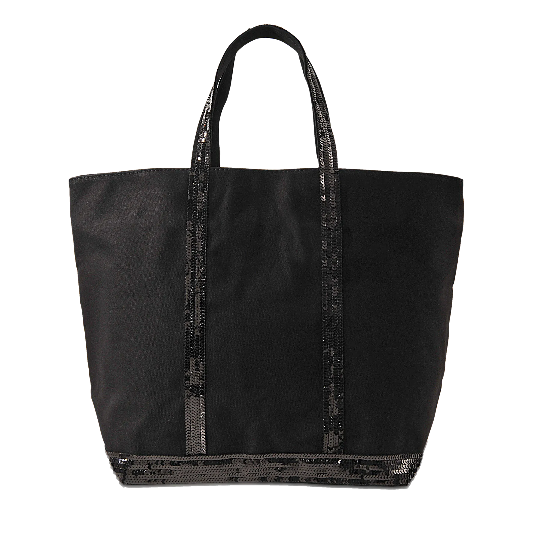 Black Canvas and Sequin Tote L + Zip