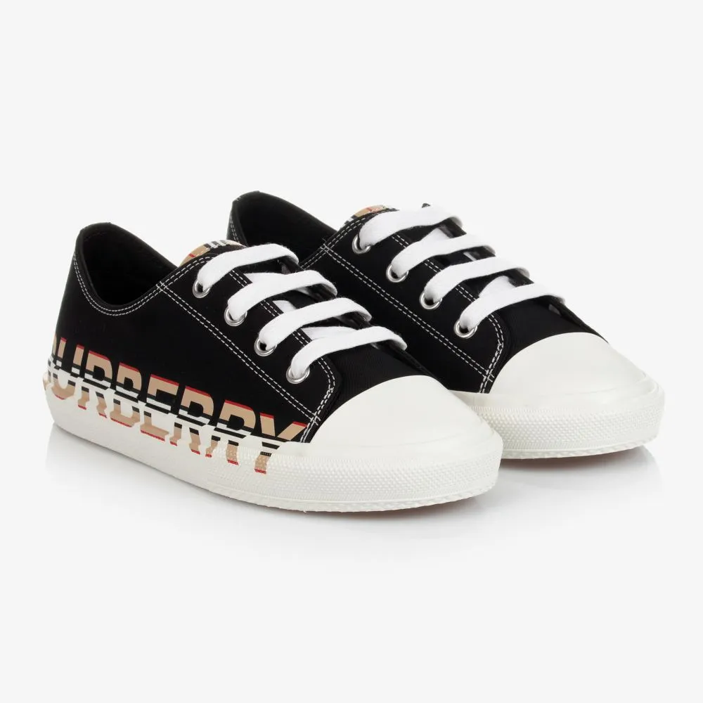 Black Logo Lace-Up Trainers