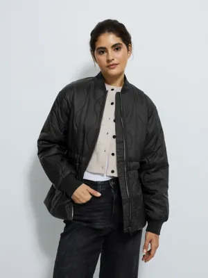 Black Quilted Tie Waist Short Jacket | Women | George at ASDA