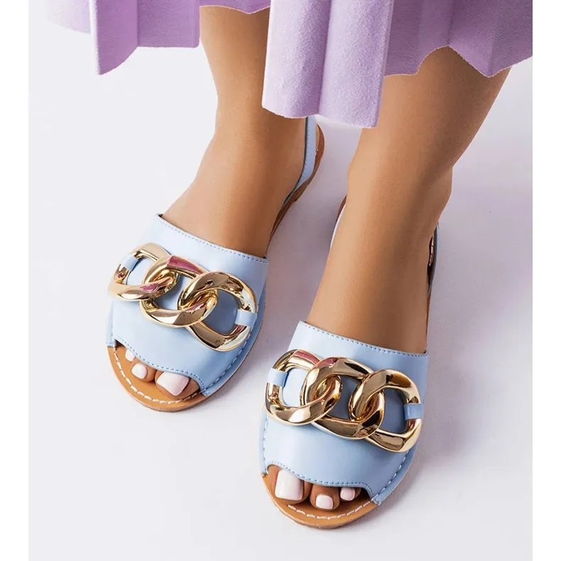 Blue sandals decorated with a chain from Germaine