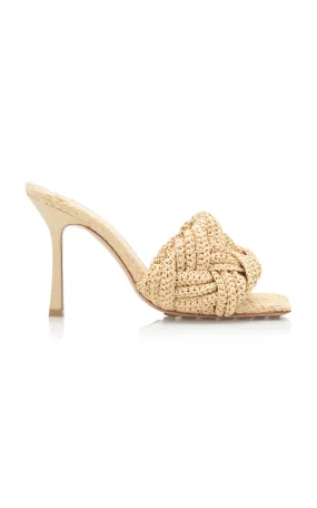 Bottega Veneta Lido Raffia Leather Mule Sandals