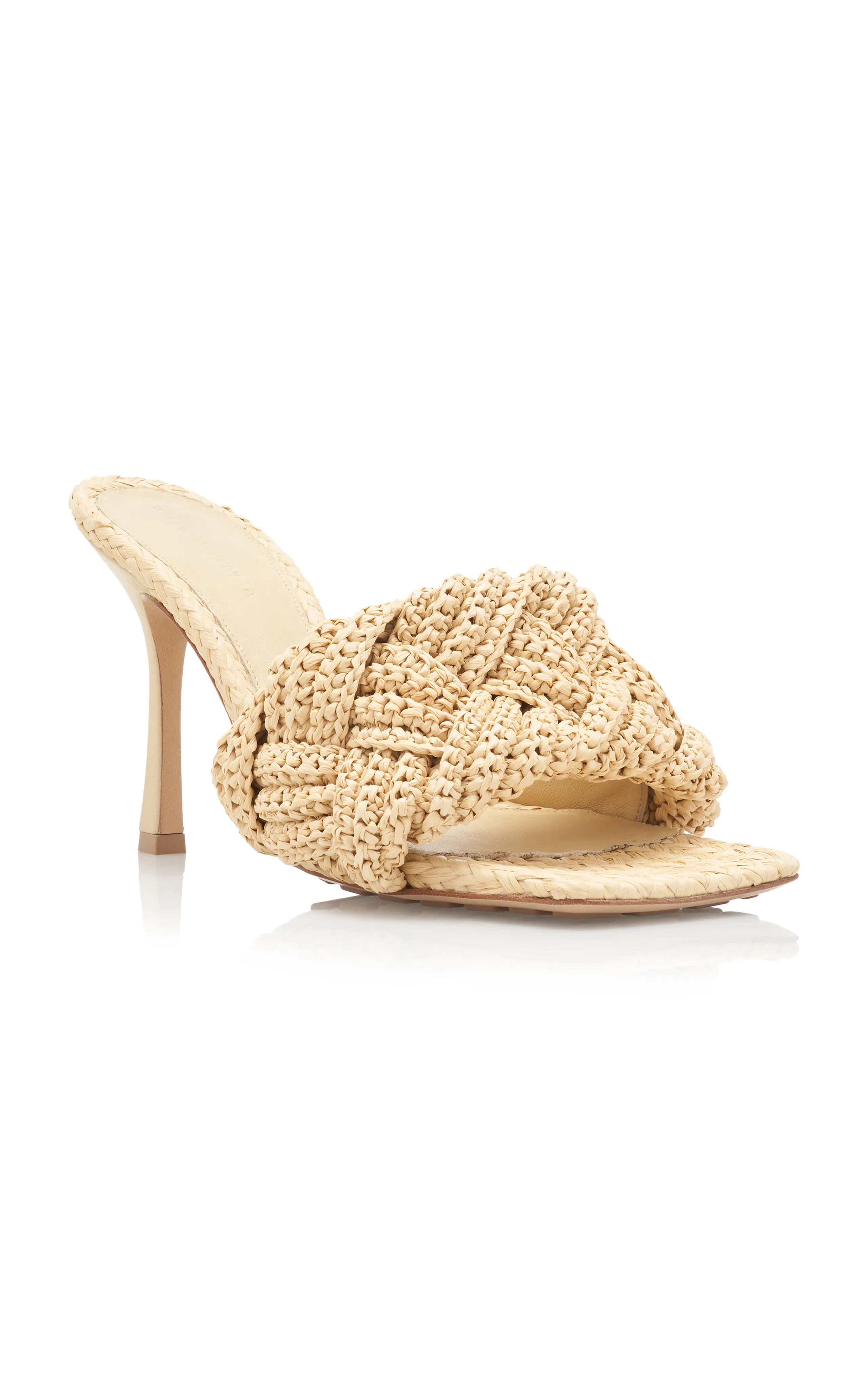 Bottega Veneta Lido Raffia Leather Mule Sandals