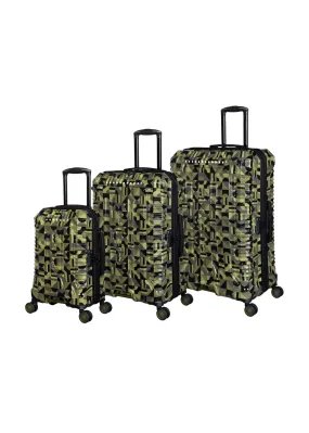 BritBag Annamite Moss Black/Green Geo Print Medium Suitcase with TSA Lock